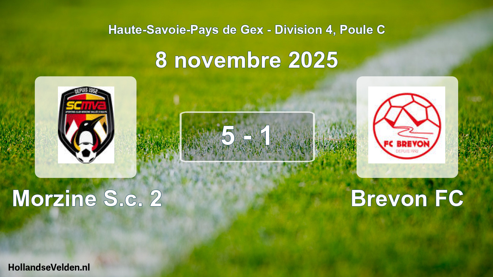 Gespeelde wedstrijd: Morzine S.c. 2 - Brevon FC 5 - 1 (8 november 2025)