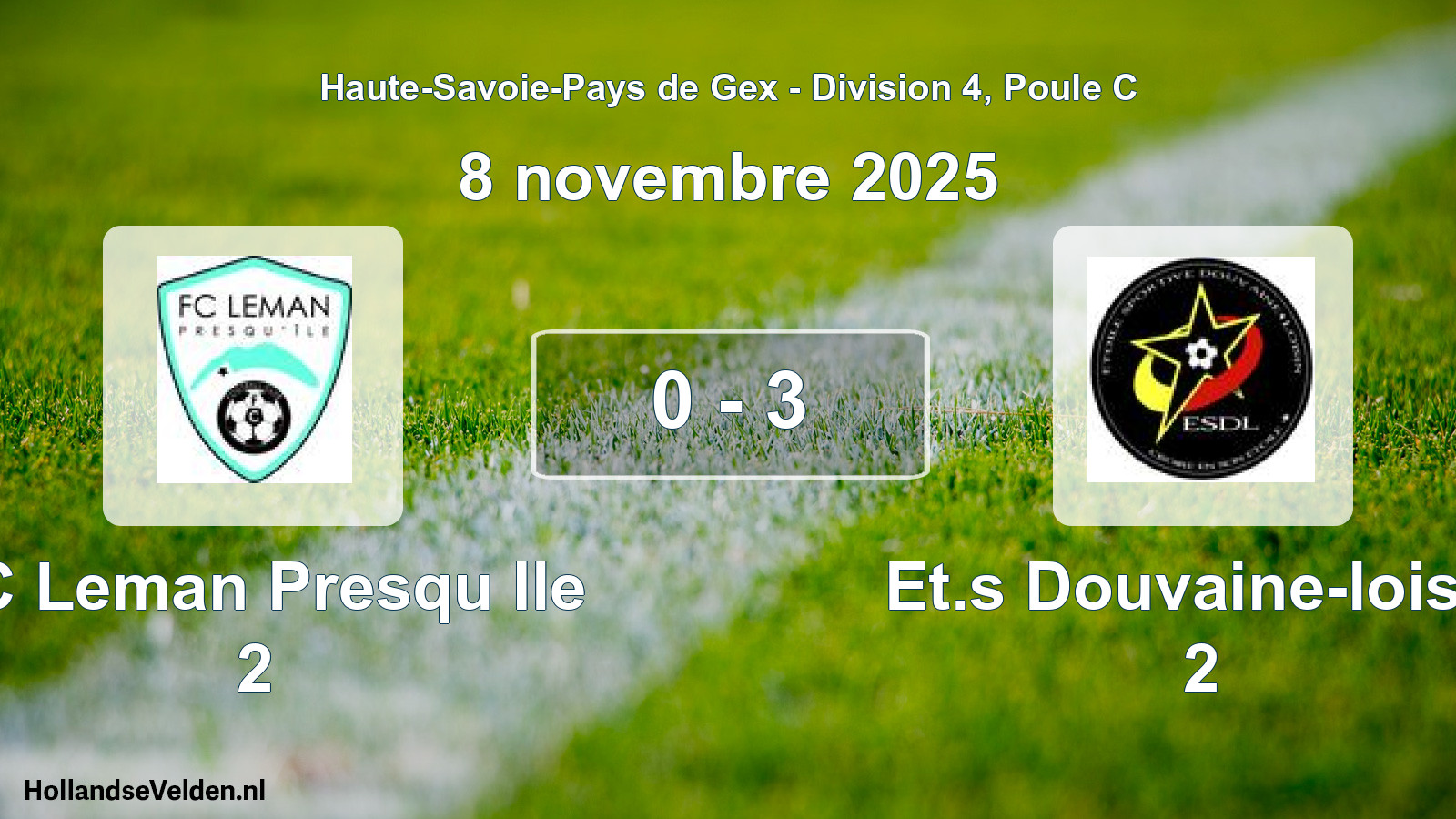Gespeelde wedstrijd: FC Leman Presqu Ile 2 - Et.s Douvaine-loisin 2 0 - 3 (8 november 2025)