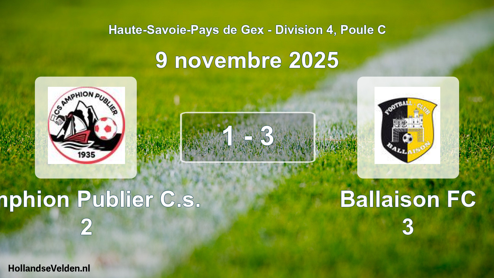 Gespeelde wedstrijd: Amphion Publier C.s. 2 - Ballaison FC 3 1 - 3 (9 november 2025)