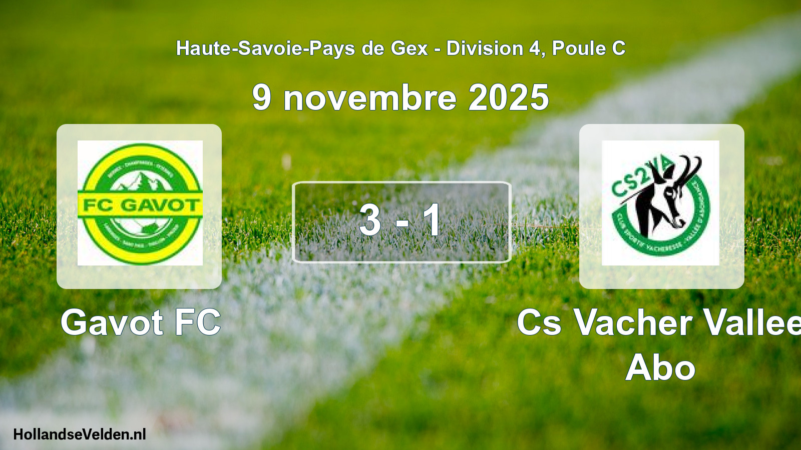 Match joué: Gavot FC - Cs Vacher Vallee Abo 3 - 1 (9 novembre 2025)