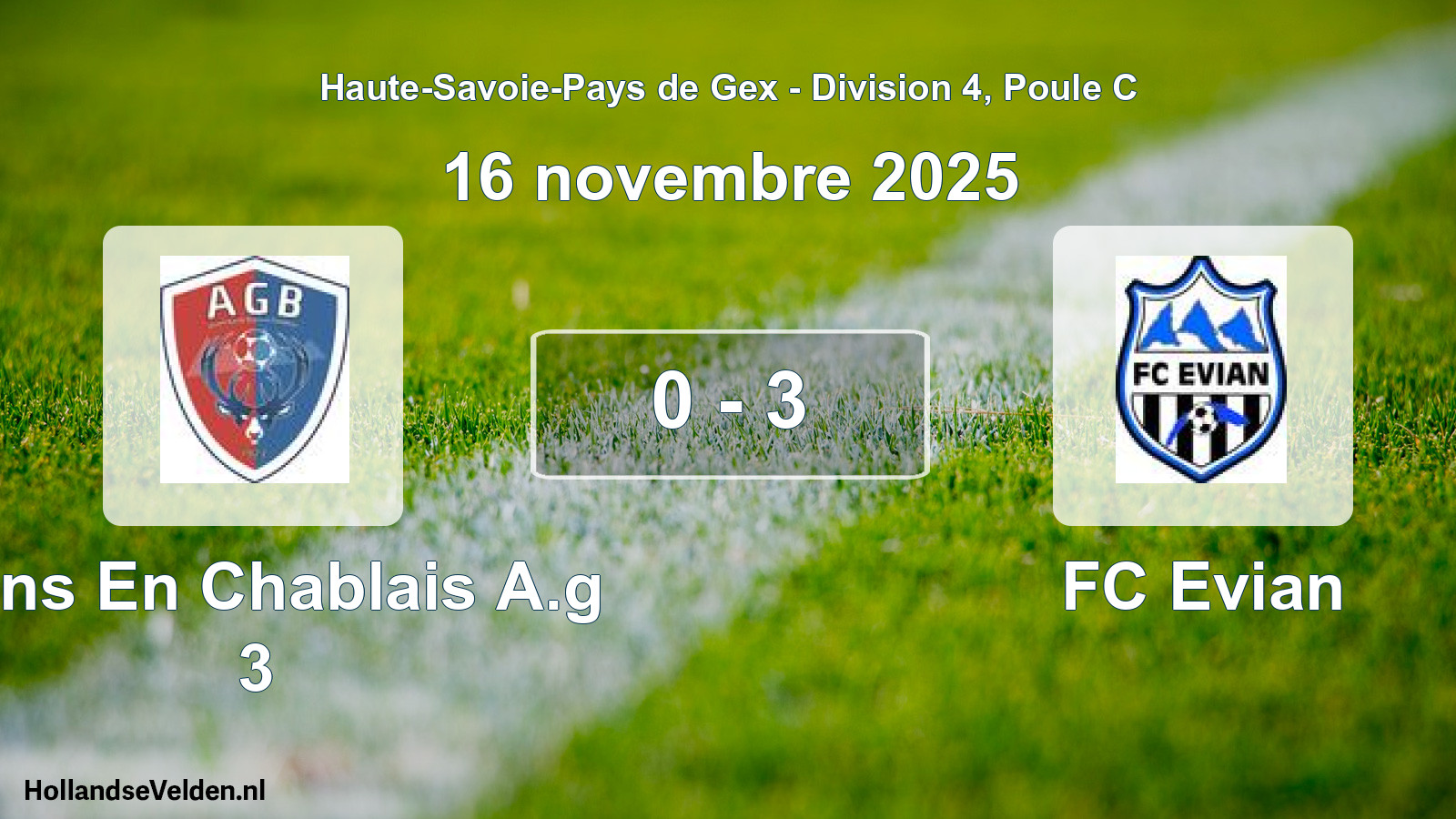 Gespeelde wedstrijd: Bons En Chablais A.g 3 - FC Evian 0 - 3 (16 november 2025)
