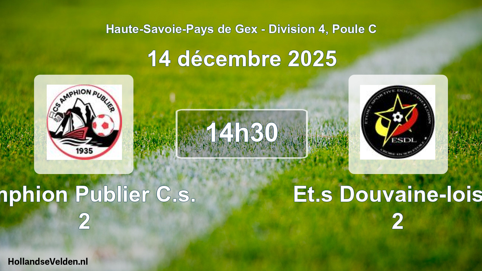 Geplande wedstrijd: Amphion Publier C.s. 2 - Et.s Douvaine-loisin 2 (14 december 2025)
