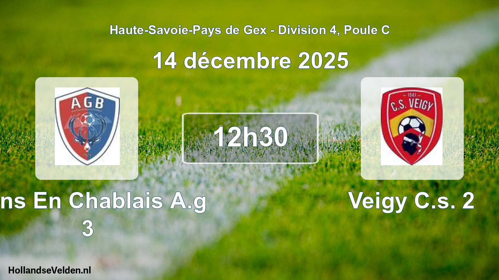 Match programmé: Bons En Chablais A.g 3 - Veigy C.s. 2 (14 décembre 2025)