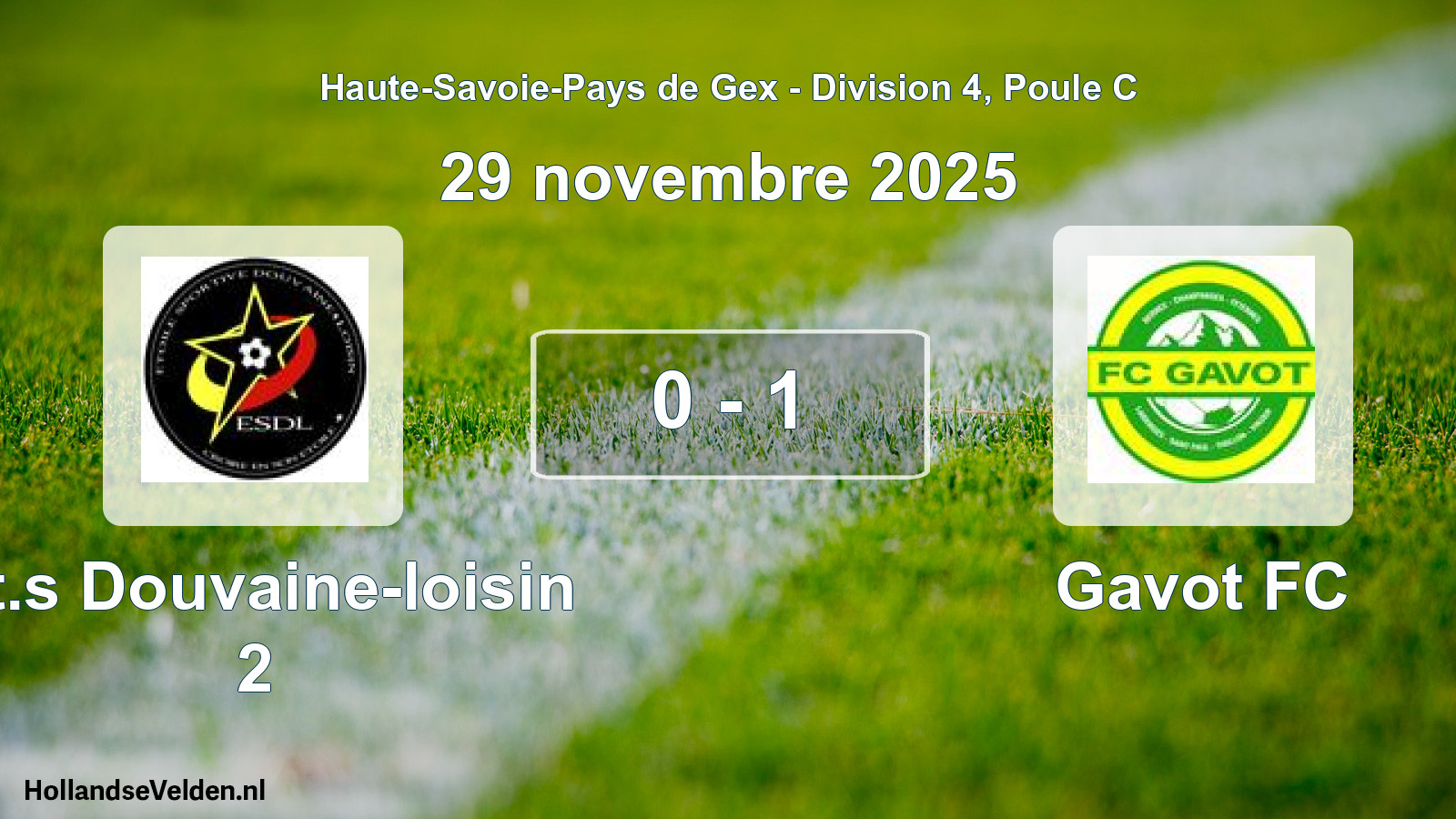 Gespeelde wedstrijd: Et.s Douvaine-loisin 2 - Gavot FC 0 - 1 (29 november 2025)