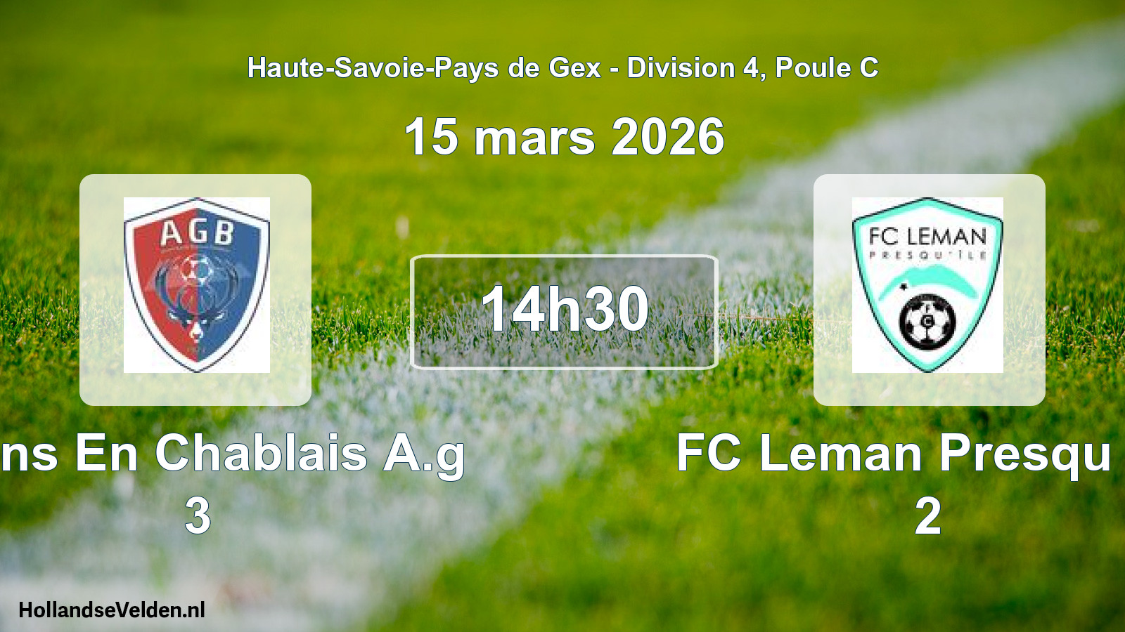 Geplande wedstrijd: Bons En Chablais A.g 3 - FC Leman Presqu Ile 2 (15 maart 2026)