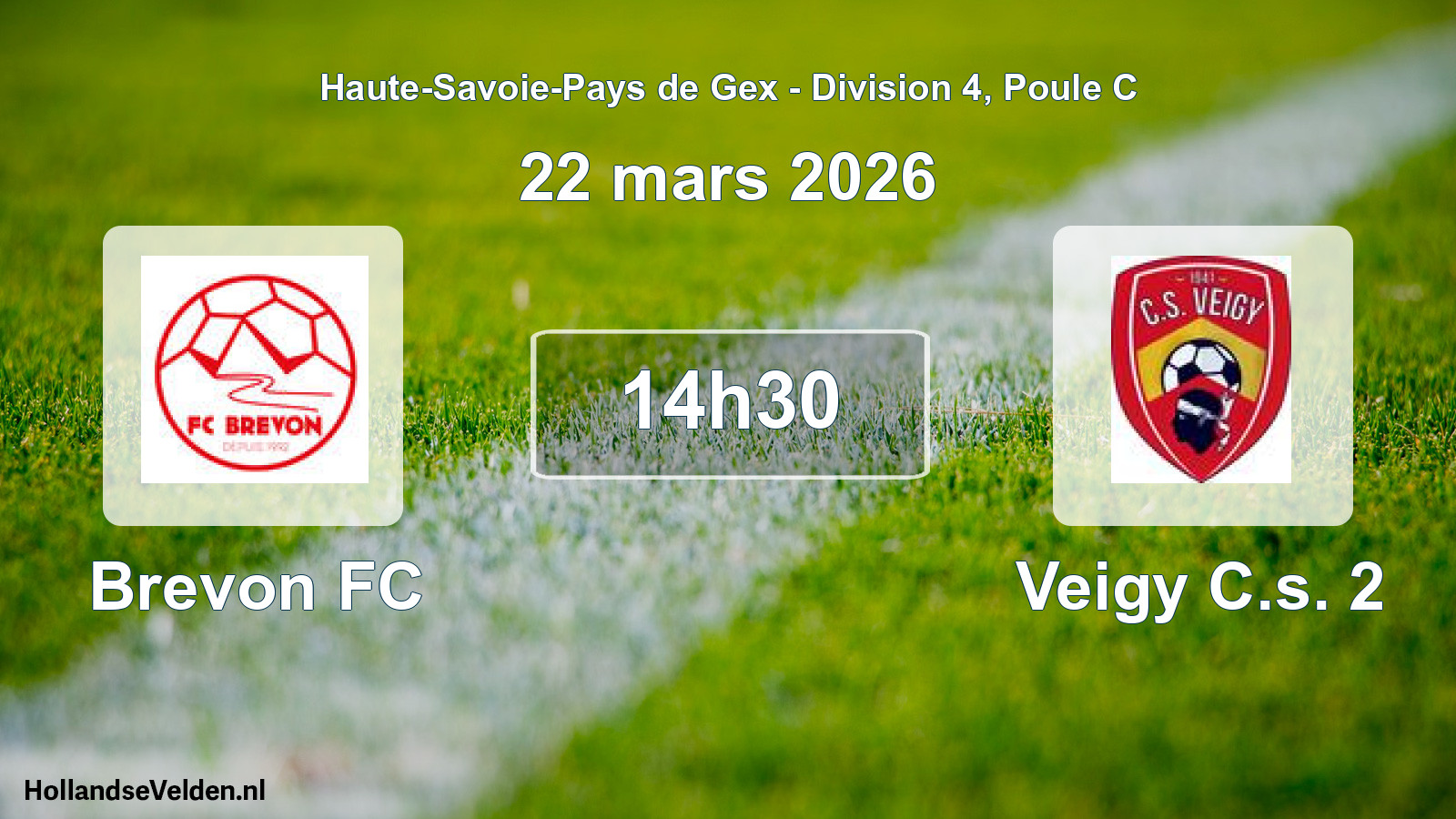 Match programmé: Brevon FC - Veigy C.s. 2 (22 mars 2026)