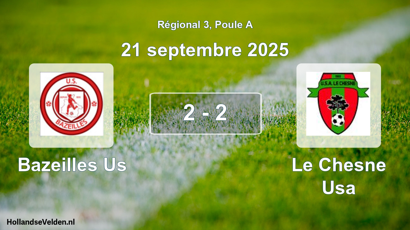 Gespeelde wedstrijd: Bazeilles Us - Le Chesne Usa 2 - 2 (21 septembre 2025)
