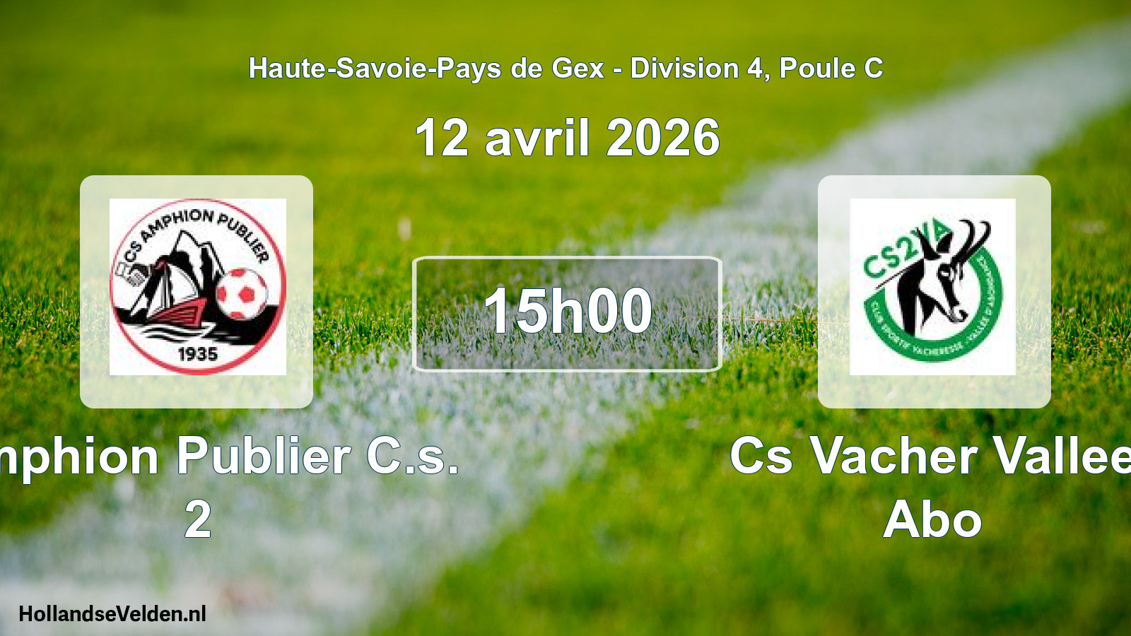 Match programmé: Amphion Publier C.s. 2 - Cs Vacher Vallee Abo (12 avril 2026)