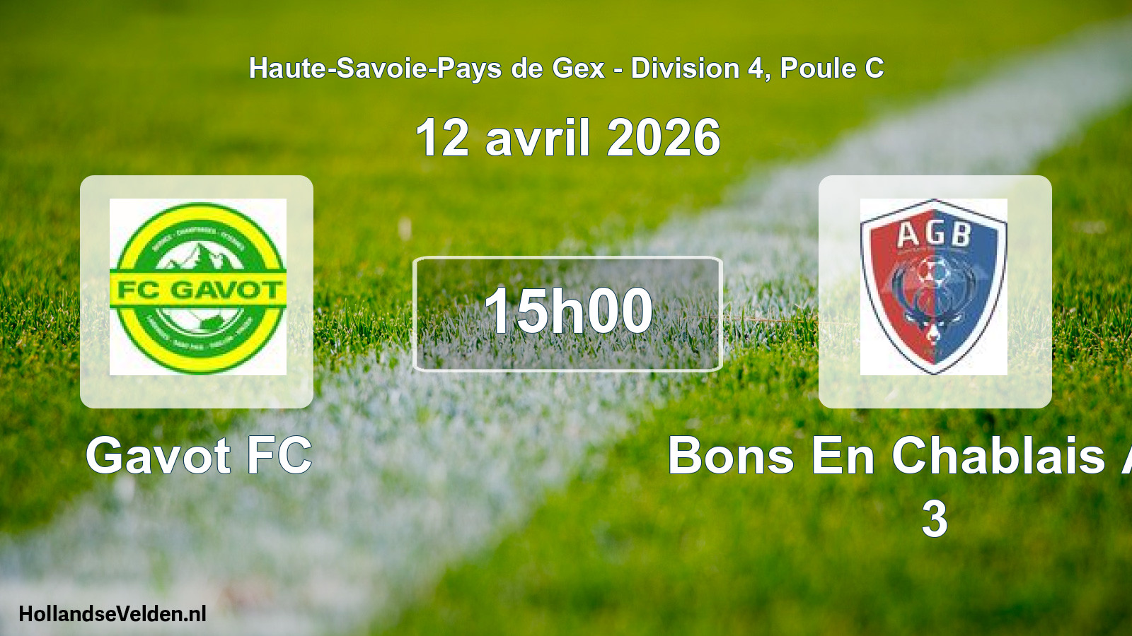 Geplande wedstrijd: Gavot FC - Bons En Chablais A.g 3 (12 april 2026)