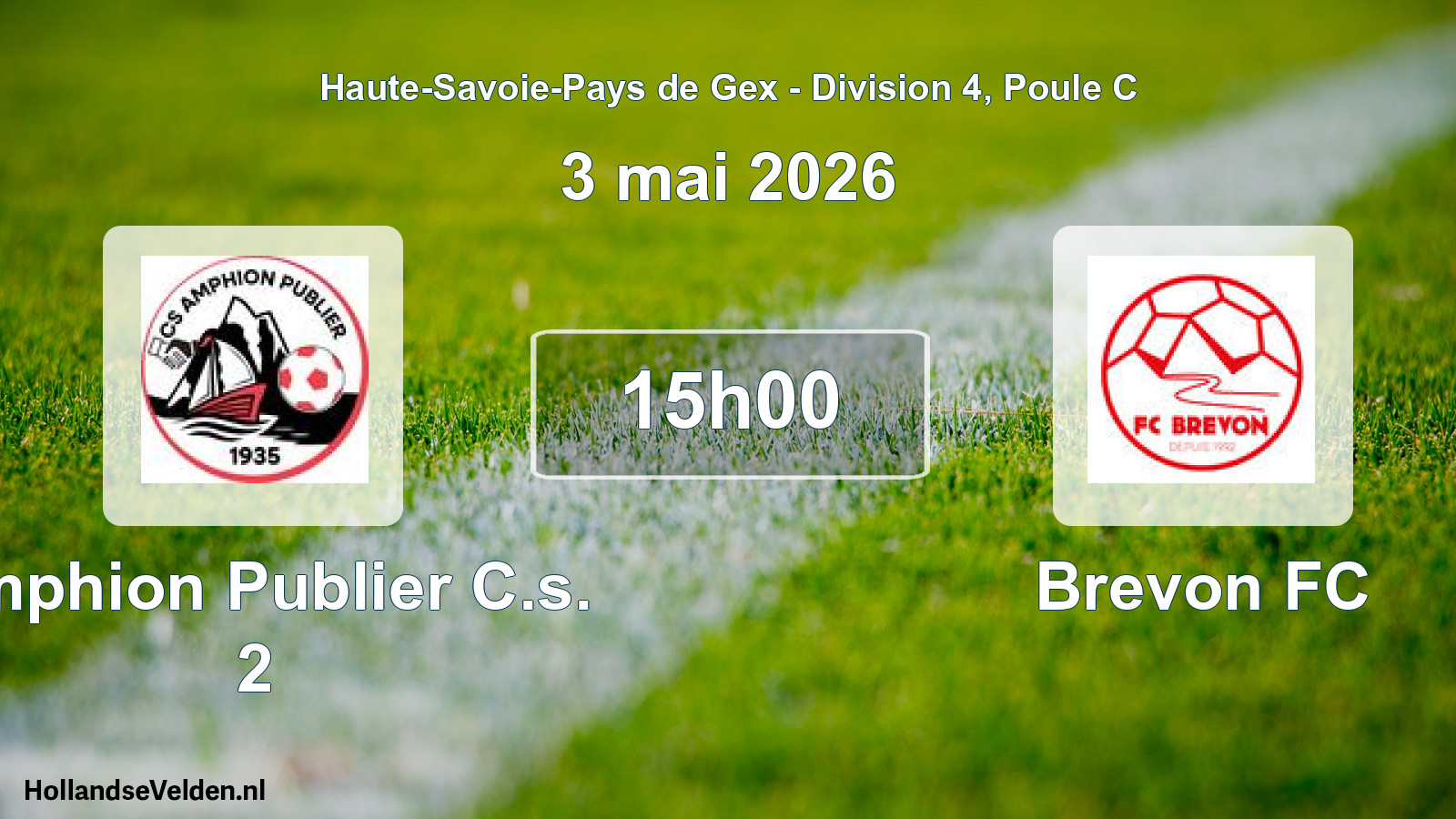 Match programmé: Amphion Publier C.s. 2 - Brevon FC (3 mai 2026)