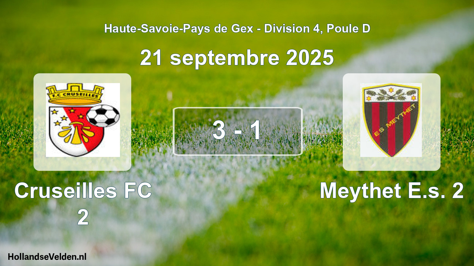 Match joué: Cruseilles FC 2 - Meythet E.s. 2 3 - 1 (21 septembre 2025)