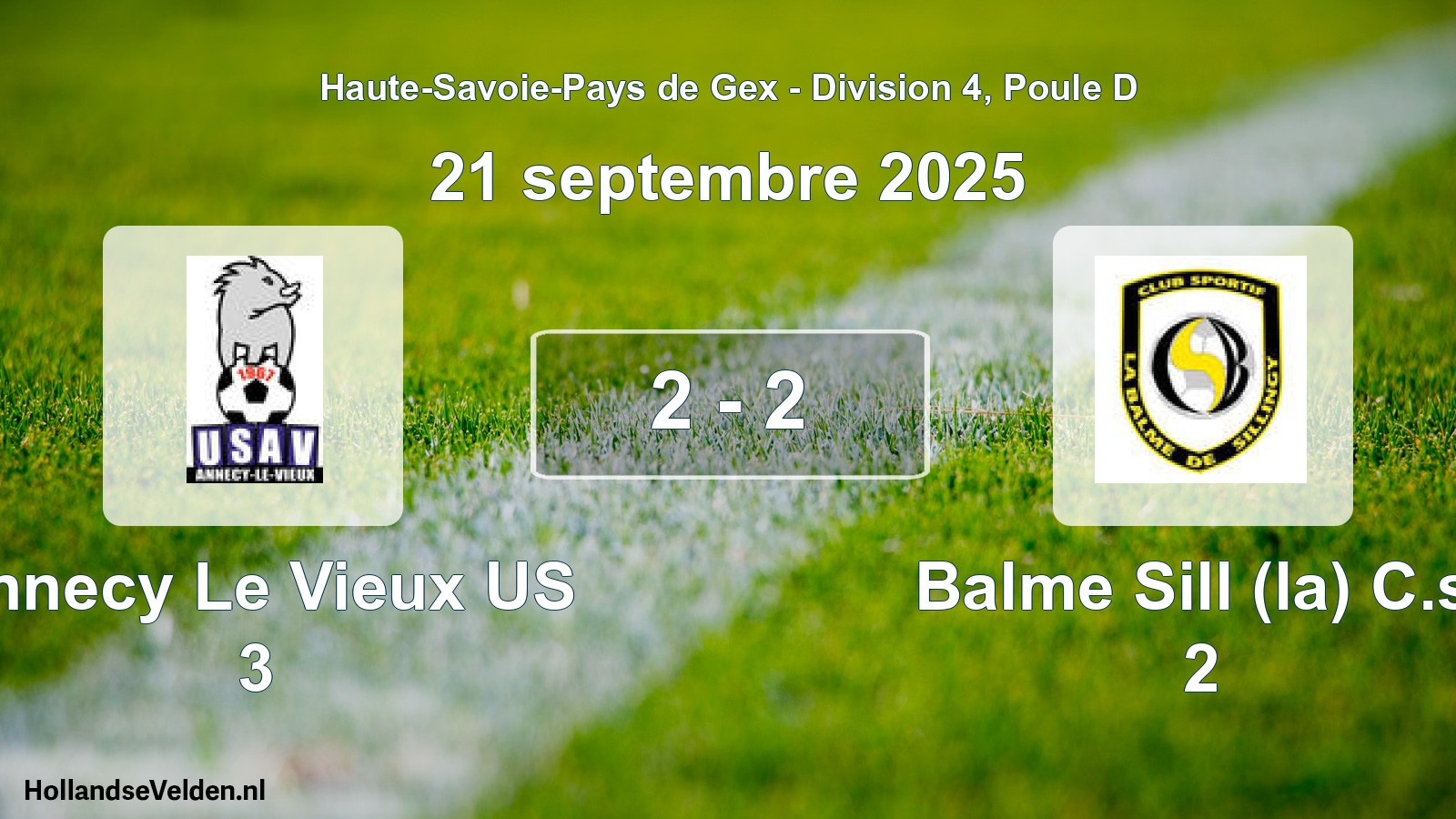Gespeelde wedstrijd: Annecy Le Vieux US 3 - Balme Sill (la) C.s. 2 2 - 2 (21 september 2025)