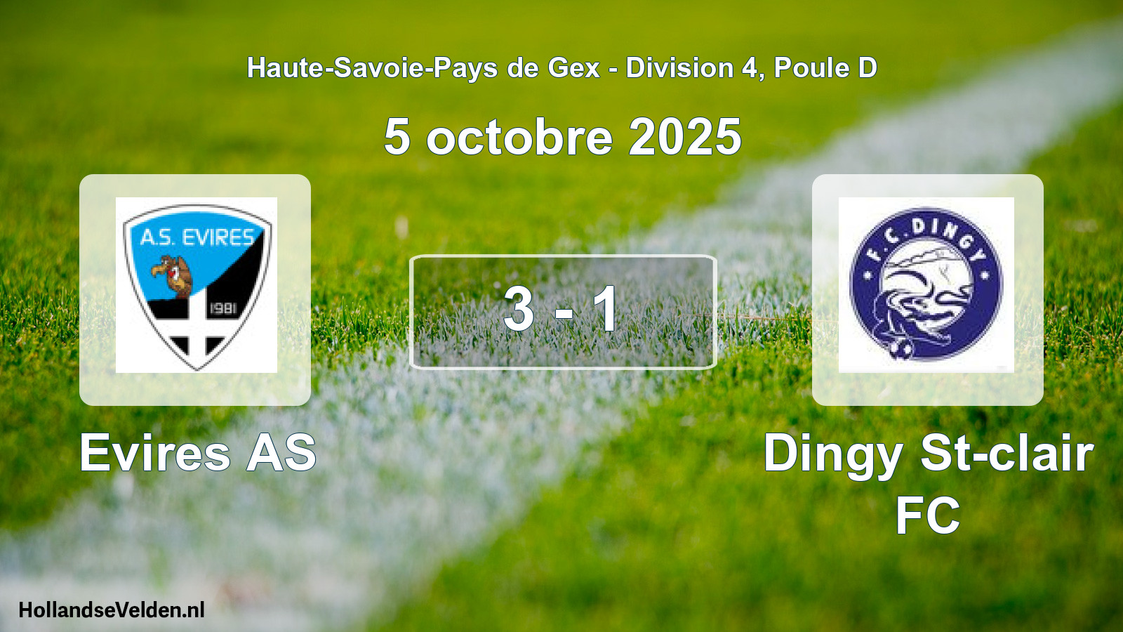 Match joué: Evires AS - Dingy St-clair FC 3 - 1 (5 octobre 2025)