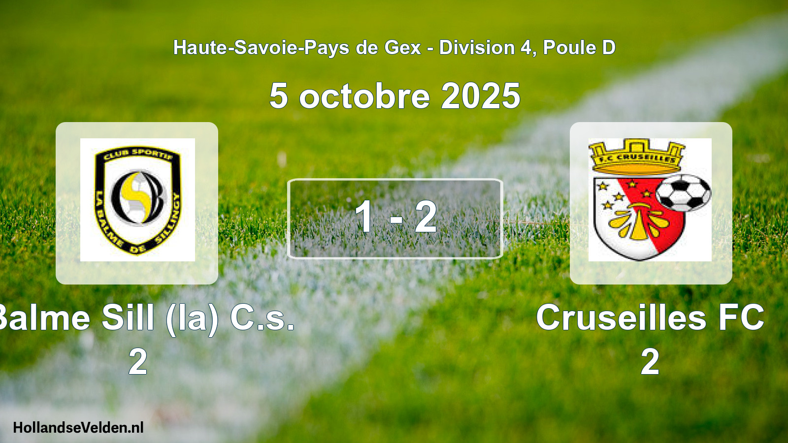 Gespeelde wedstrijd: Balme Sill (la) C.s. 2 - Cruseilles FC 2 1 - 2 (5 oktober 2025)