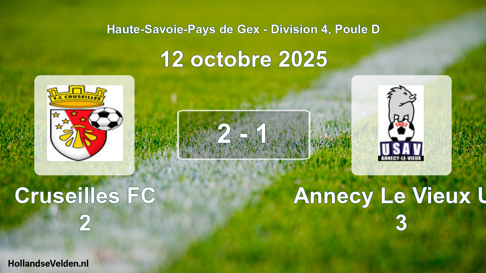 Gespeelde wedstrijd: Cruseilles FC 2 - Annecy Le Vieux US 3 2 - 1 (12 oktober 2025)