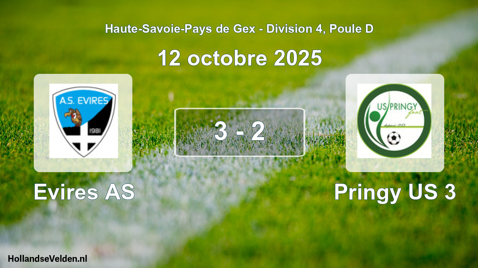 Gespeelde wedstrijd: Evires AS - Pringy US 3 3 - 2 (12 oktober 2025)