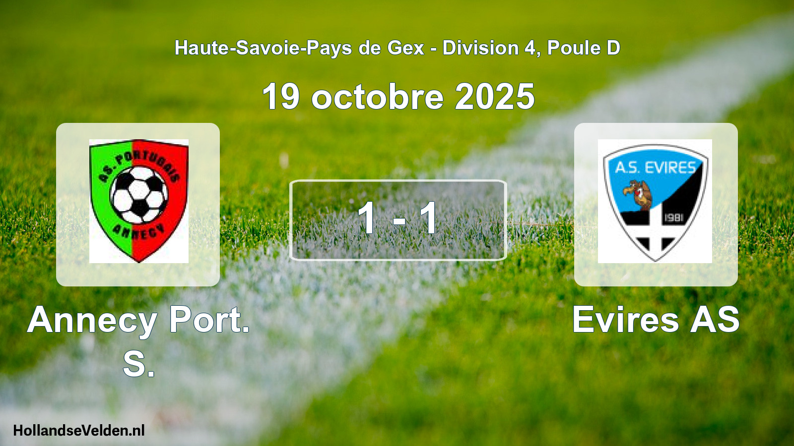 Gespeelde wedstrijd: Annecy Port. S. - Evires AS 1 - 1 (19 oktober 2025)