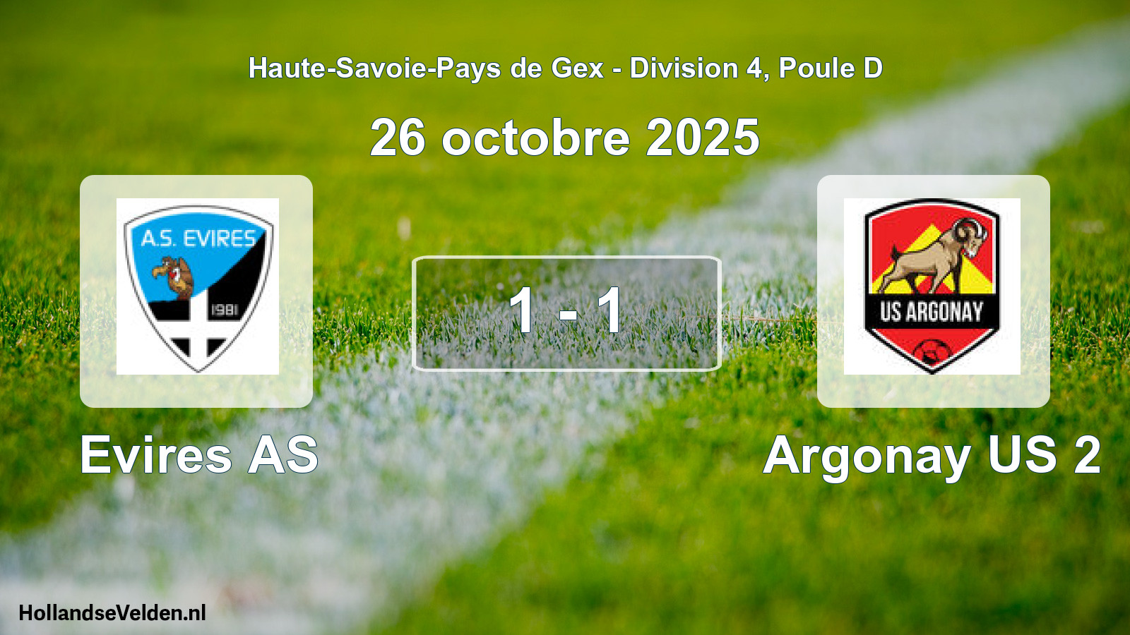 Total number of matches played: Evires AS - Argonay US 2 1 - 1 (26 October 2025)