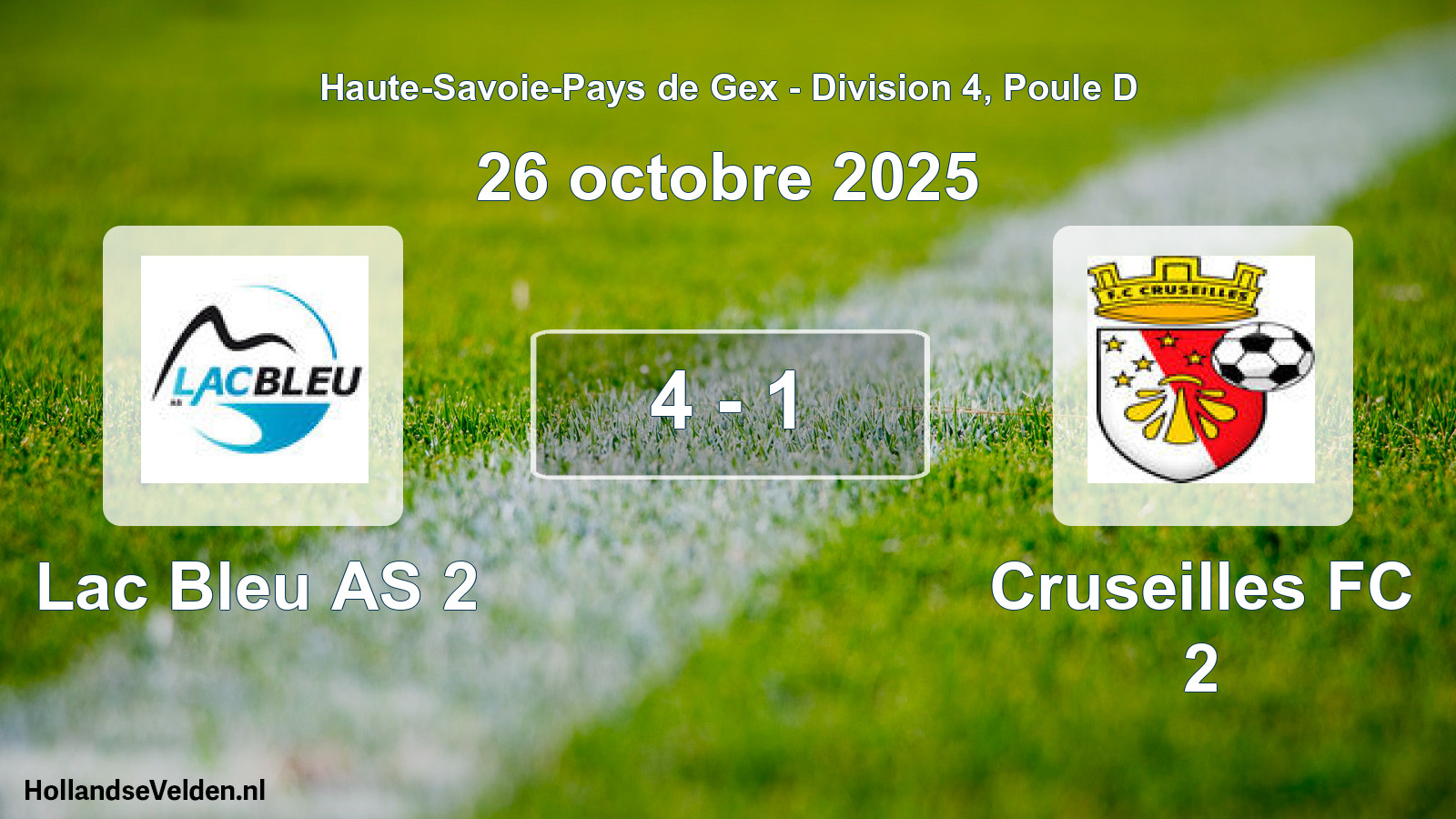 Match joué: Lac Bleu AS 2 - Cruseilles FC 2 4 - 1 (26 octobre 2025)