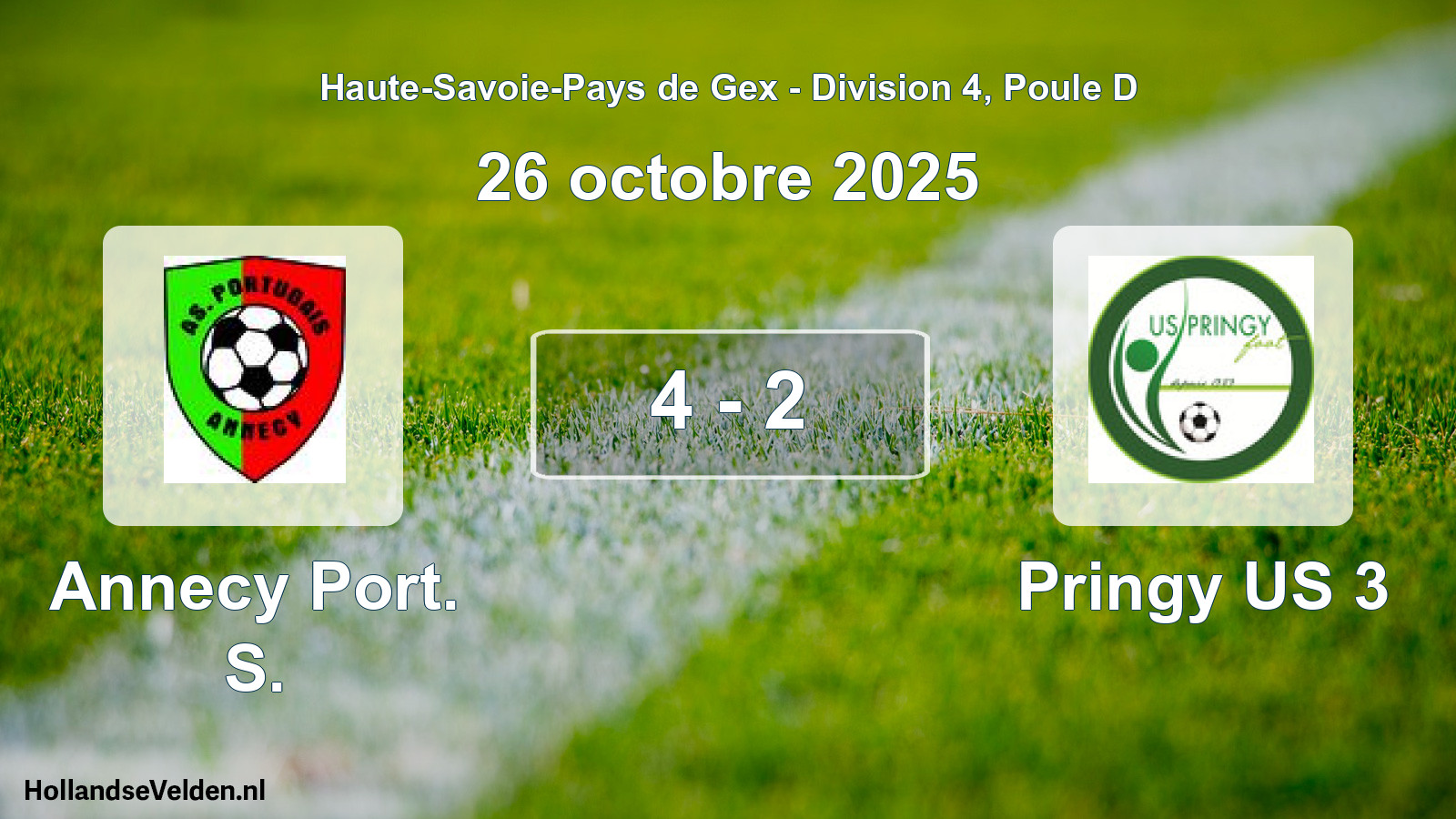 Match joué: Annecy Port. S. - Pringy US 3 4 - 2 (26 octobre 2025)