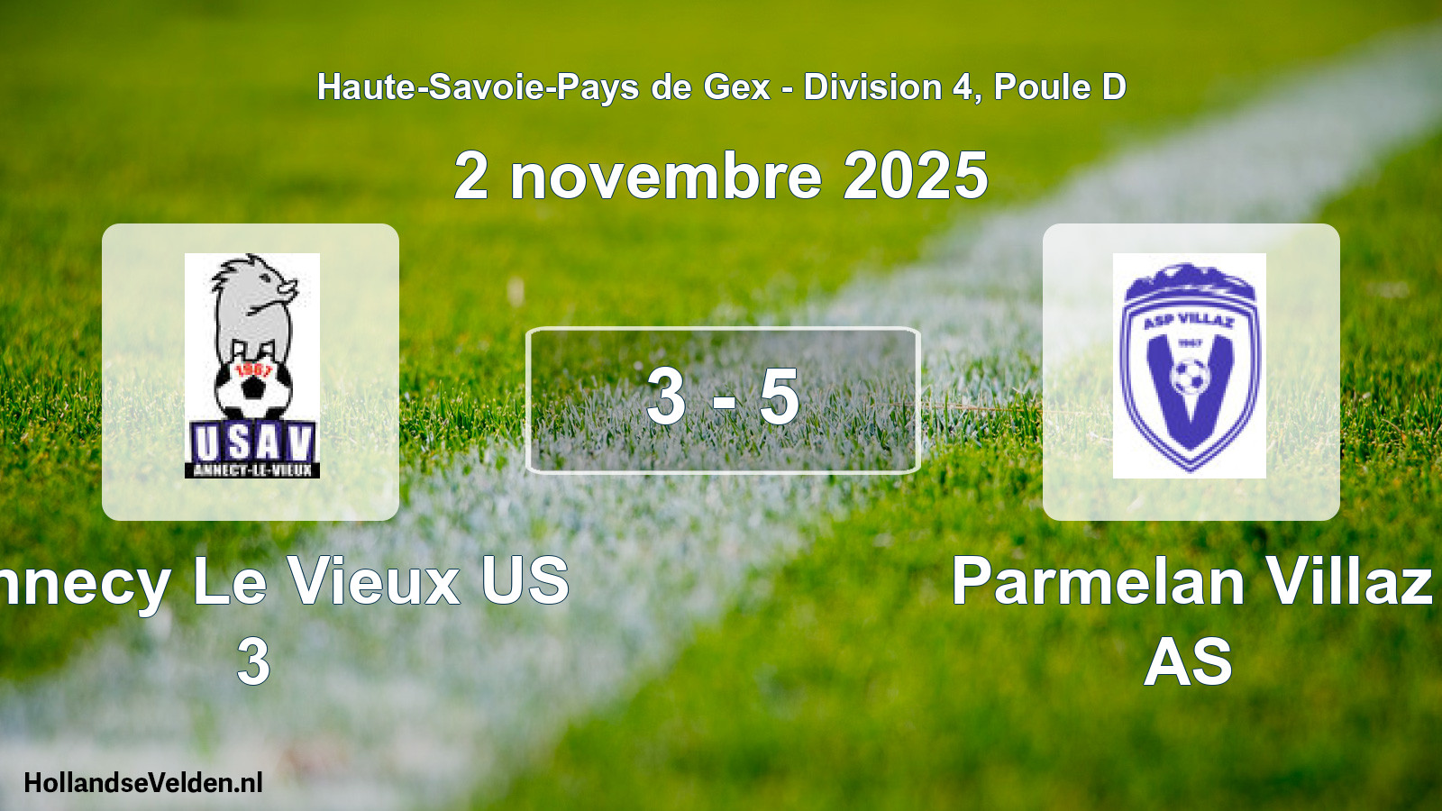 Gespeelde wedstrijd: Annecy Le Vieux US 3 - Parmelan Villaz AS 3 - 5 (2 november 2025)