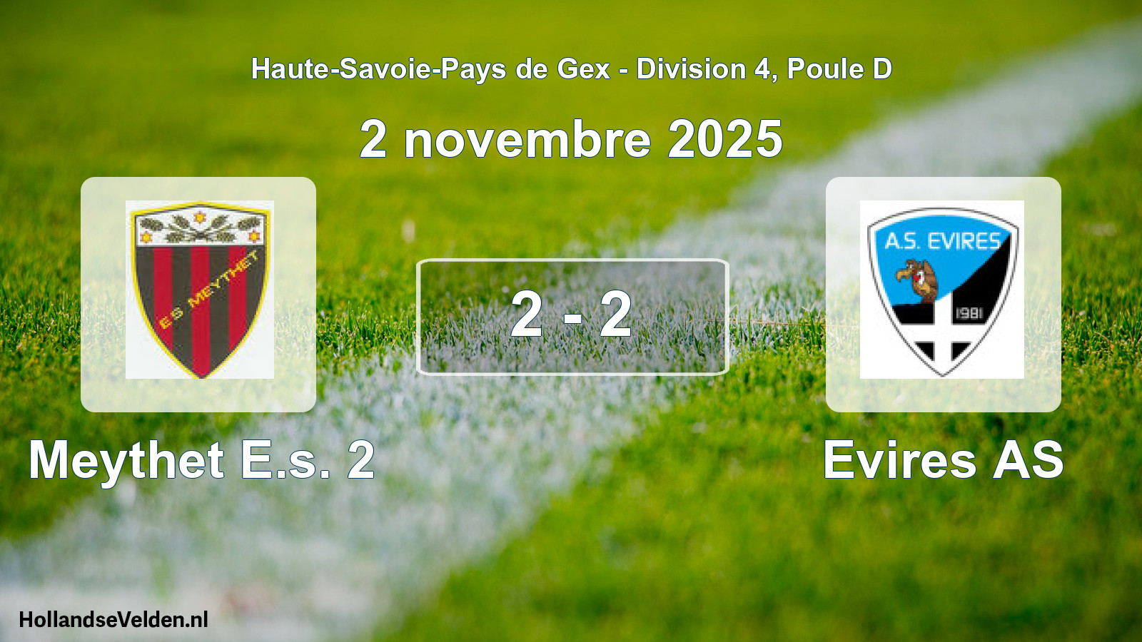 Gespeelde wedstrijd: Meythet E.s. 2 - Evires AS 2 - 2 (2 november 2025)