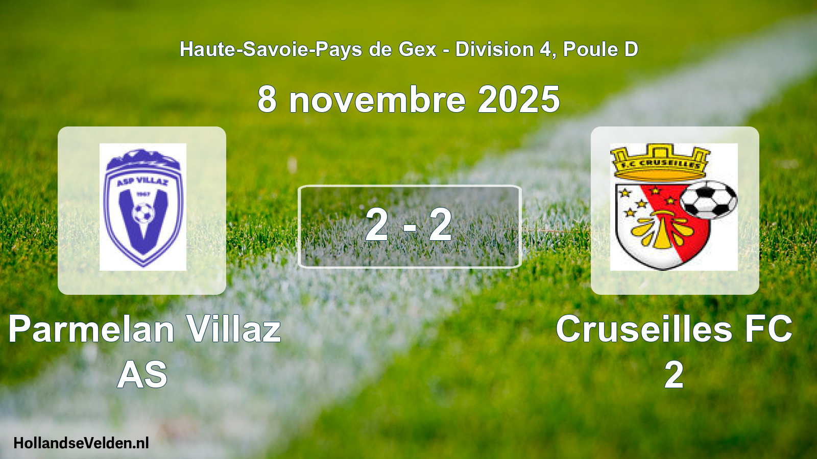 Match joué: Parmelan Villaz AS - Cruseilles FC 2 2 - 2 (8 novembre 2025)