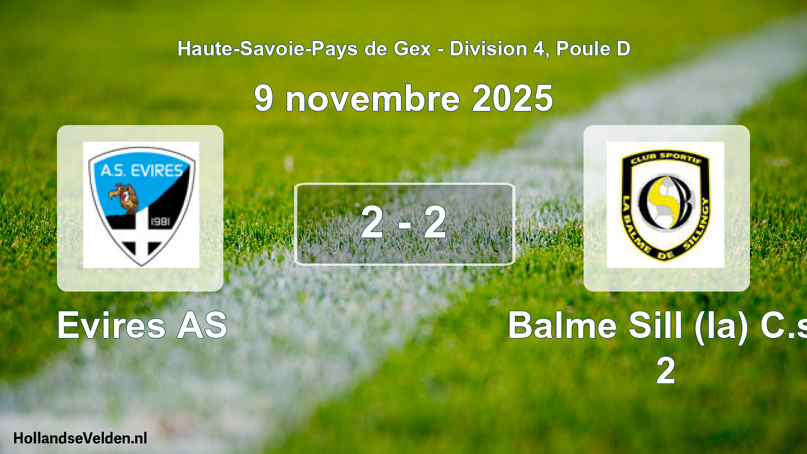 Gespeelde wedstrijd: Evires AS - Balme Sill (la) C.s. 2 2 - 2 (9 november 2025)