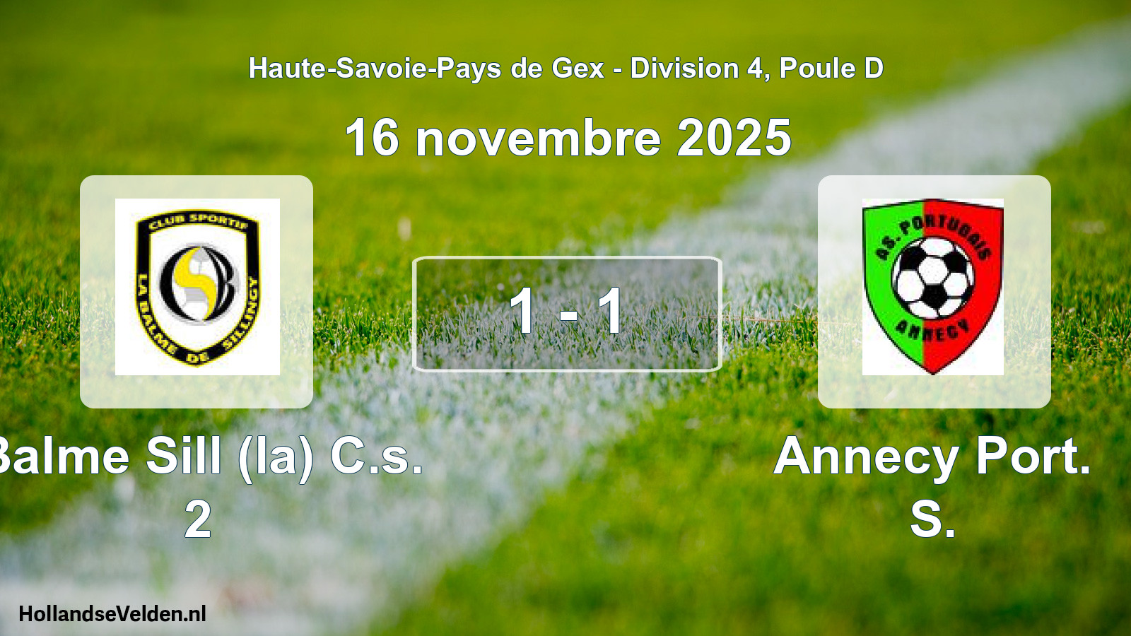 Total number of matches played: Balme Sill (la) C.s. 2 - Annecy Port. S. 1 - 1 (16 November 2025)