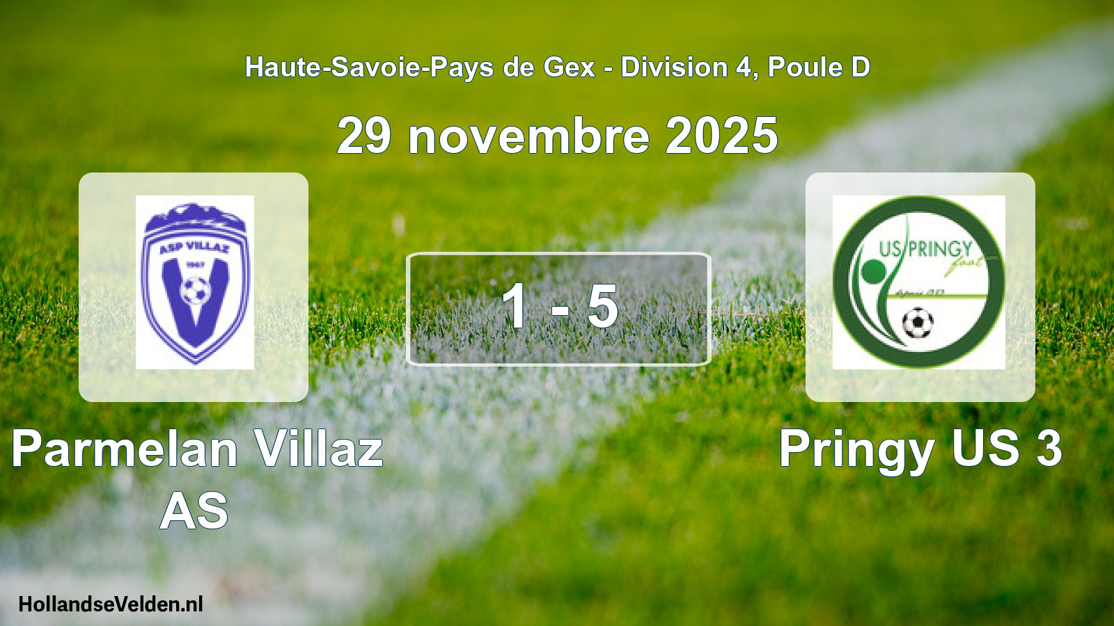 Gespeelde wedstrijd: Parmelan Villaz AS - Pringy US 3 1 - 5 (29 november 2025)