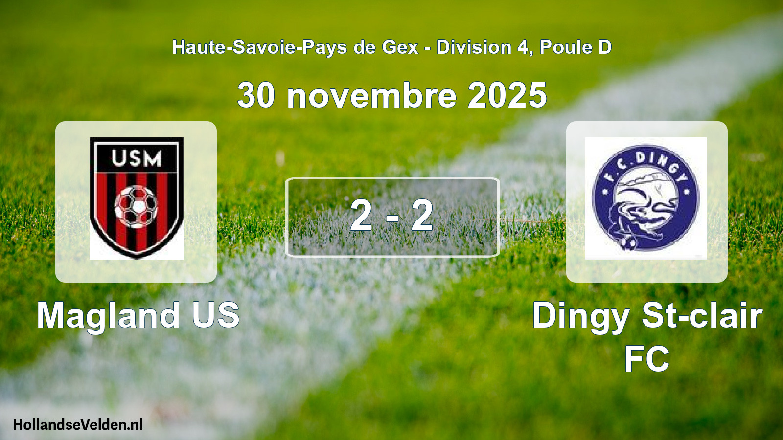 Gespeelde wedstrijd: Magland US - Dingy St-clair FC 2 - 2 (30 november 2025)