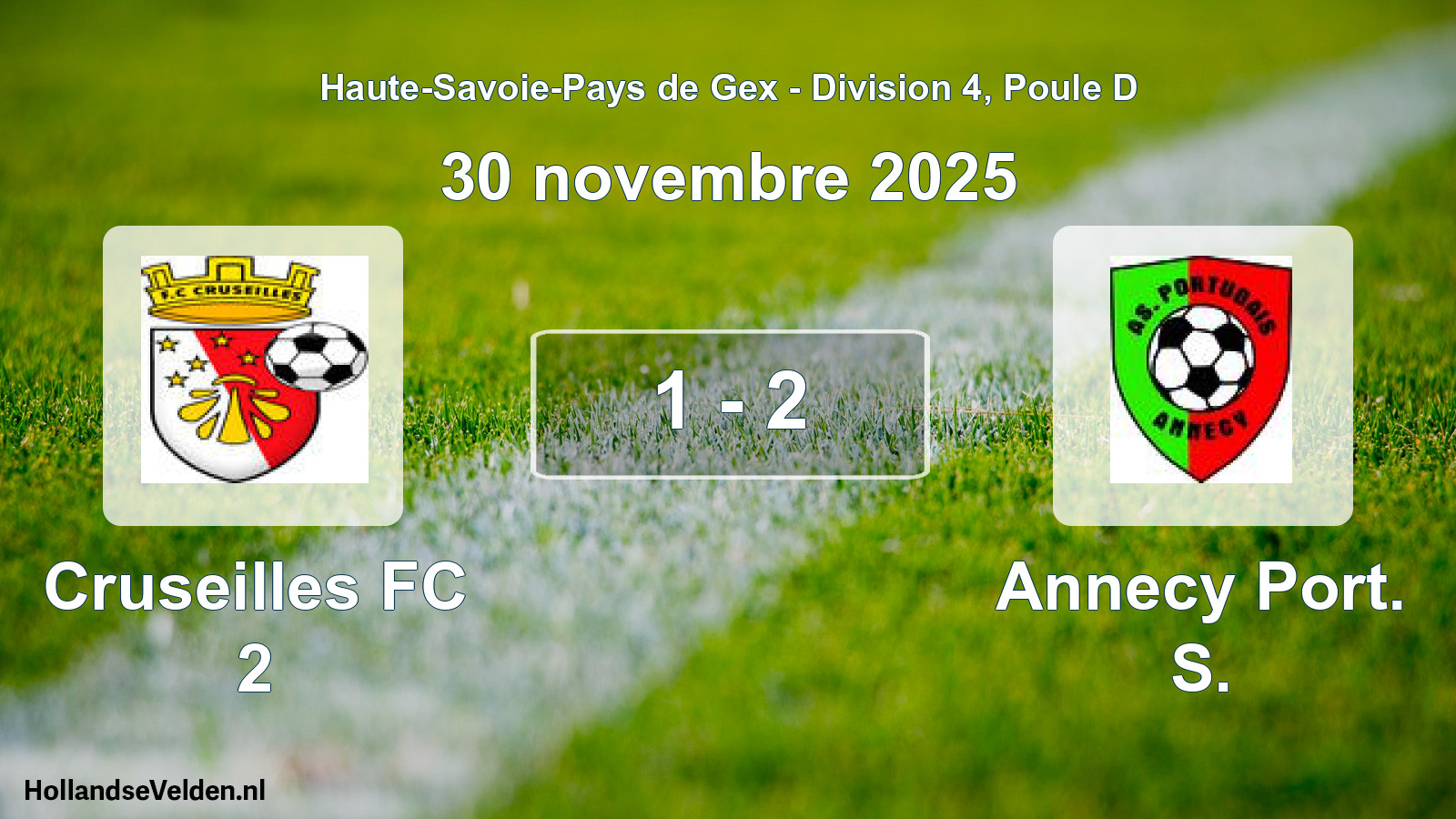 Gespeelde wedstrijd: Cruseilles FC 2 - Annecy Port. S. 1 - 2 (30 november 2025)