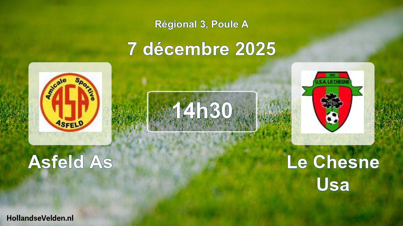 Geplande wedstrijd: Asfeld As - Le Chesne Usa (7 december 2025)