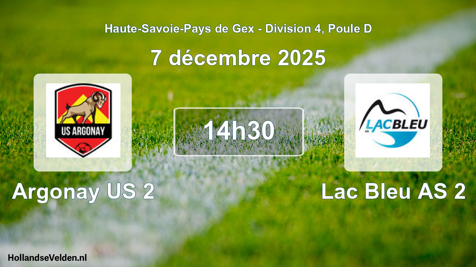 Match programmé: Argonay US 2 - Lac Bleu AS 2 (7 décembre 2025)