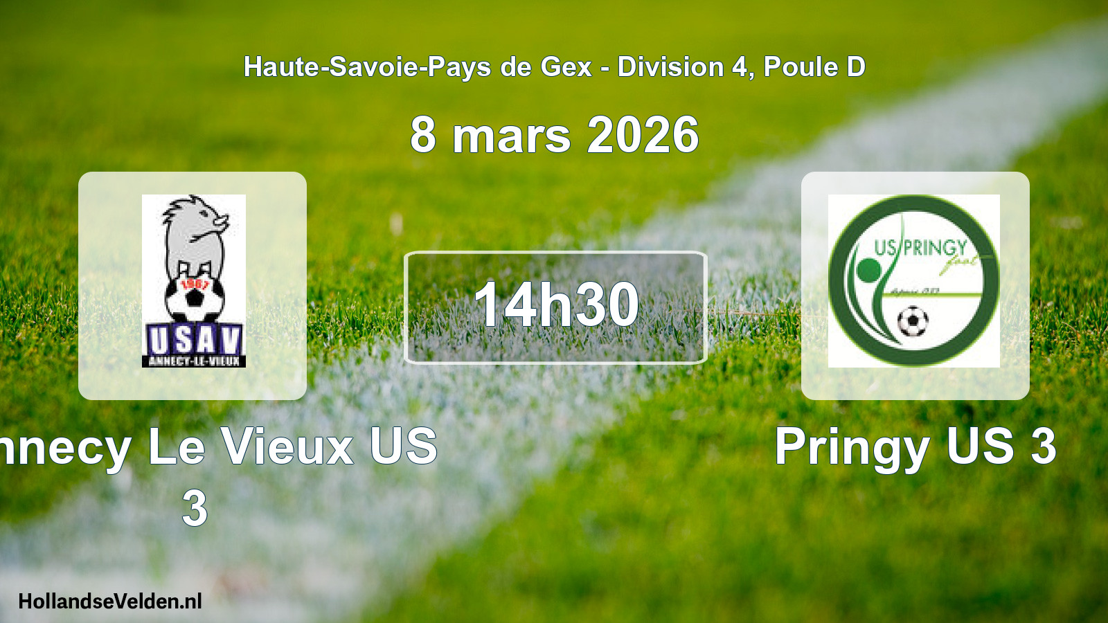 Geplande wedstrijd: Annecy Le Vieux US 3 - Pringy US 3 (8 maart 2026)
