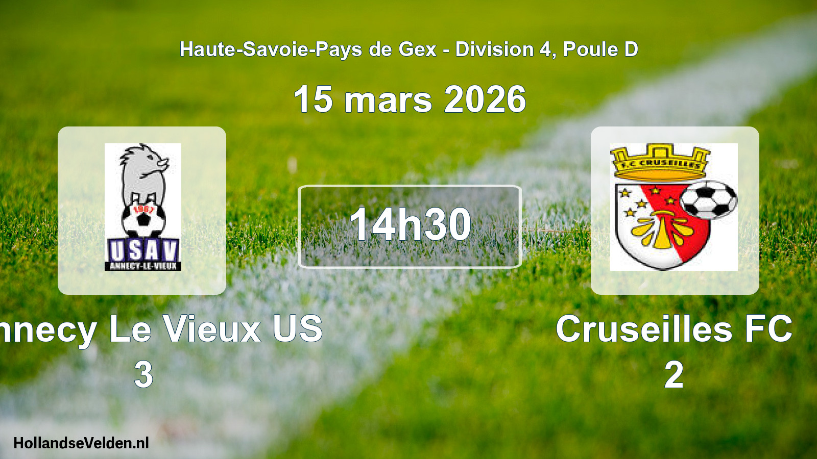 Geplande wedstrijd: Annecy Le Vieux US 3 - Cruseilles FC 2 (15 maart 2026)