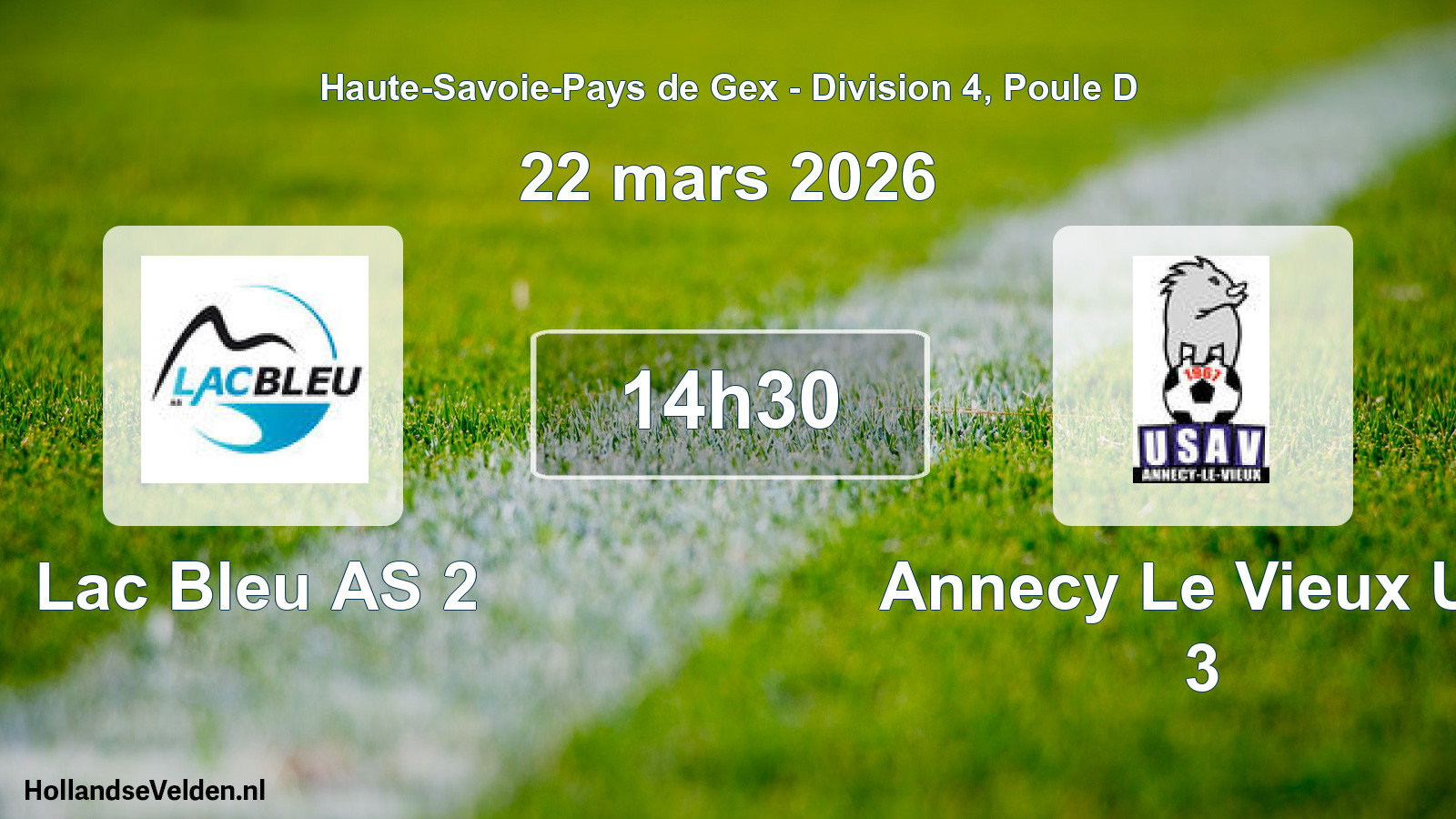Geplande wedstrijd: Lac Bleu AS 2 - Annecy Le Vieux US 3 (22 maart 2026)