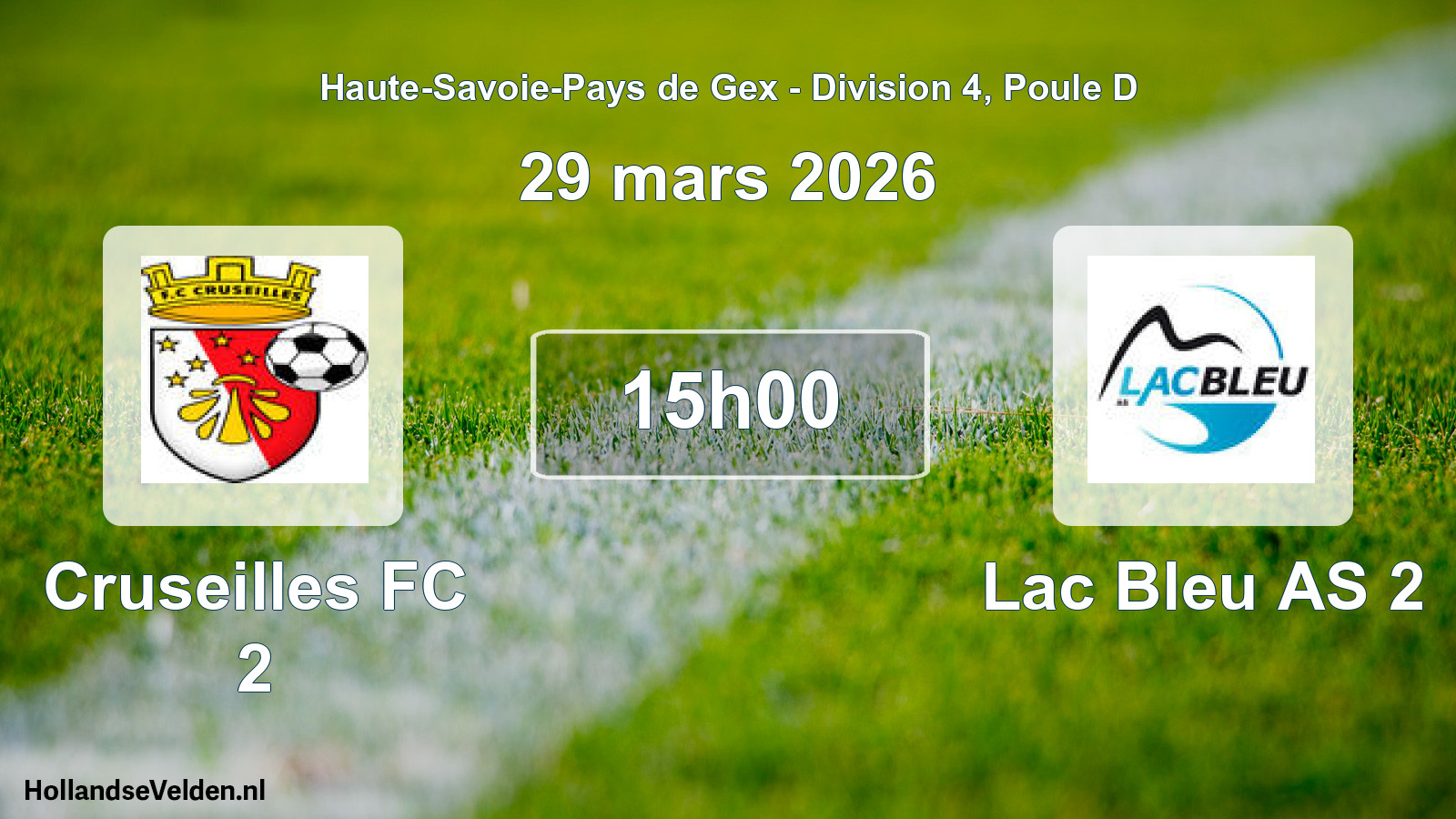 Match programmé: Cruseilles FC 2 - Lac Bleu AS 2 (29 mars 2026)