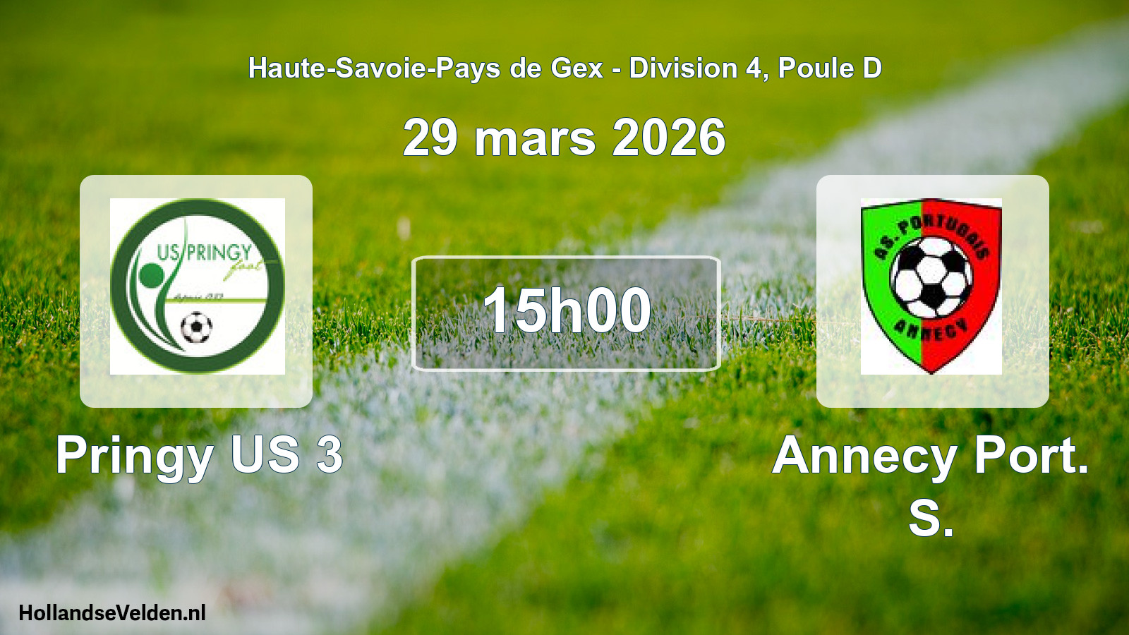 Match programmé: Pringy US 3 - Annecy Port. S. (29 mars 2026)