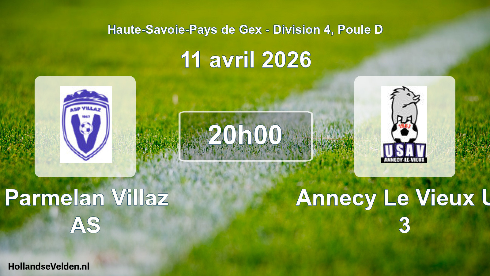 Geplande wedstrijd: Parmelan Villaz AS - Annecy Le Vieux US 3 (11 april 2026)