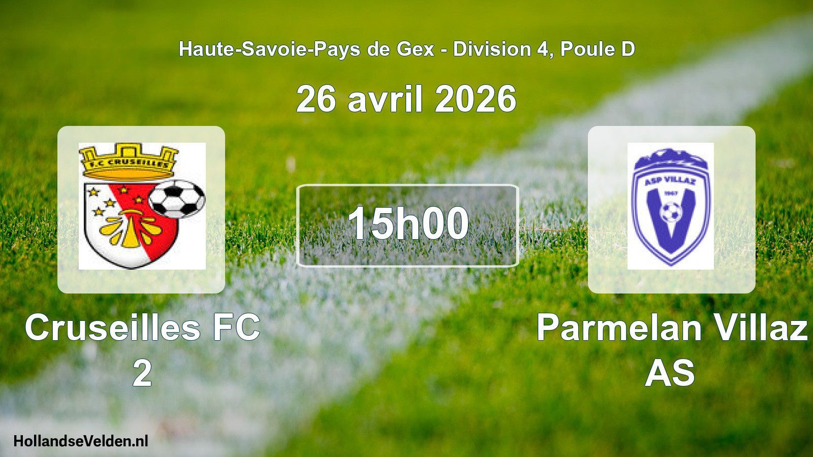 Geplande wedstrijd: Cruseilles FC 2 - Parmelan Villaz AS (26 april 2026)