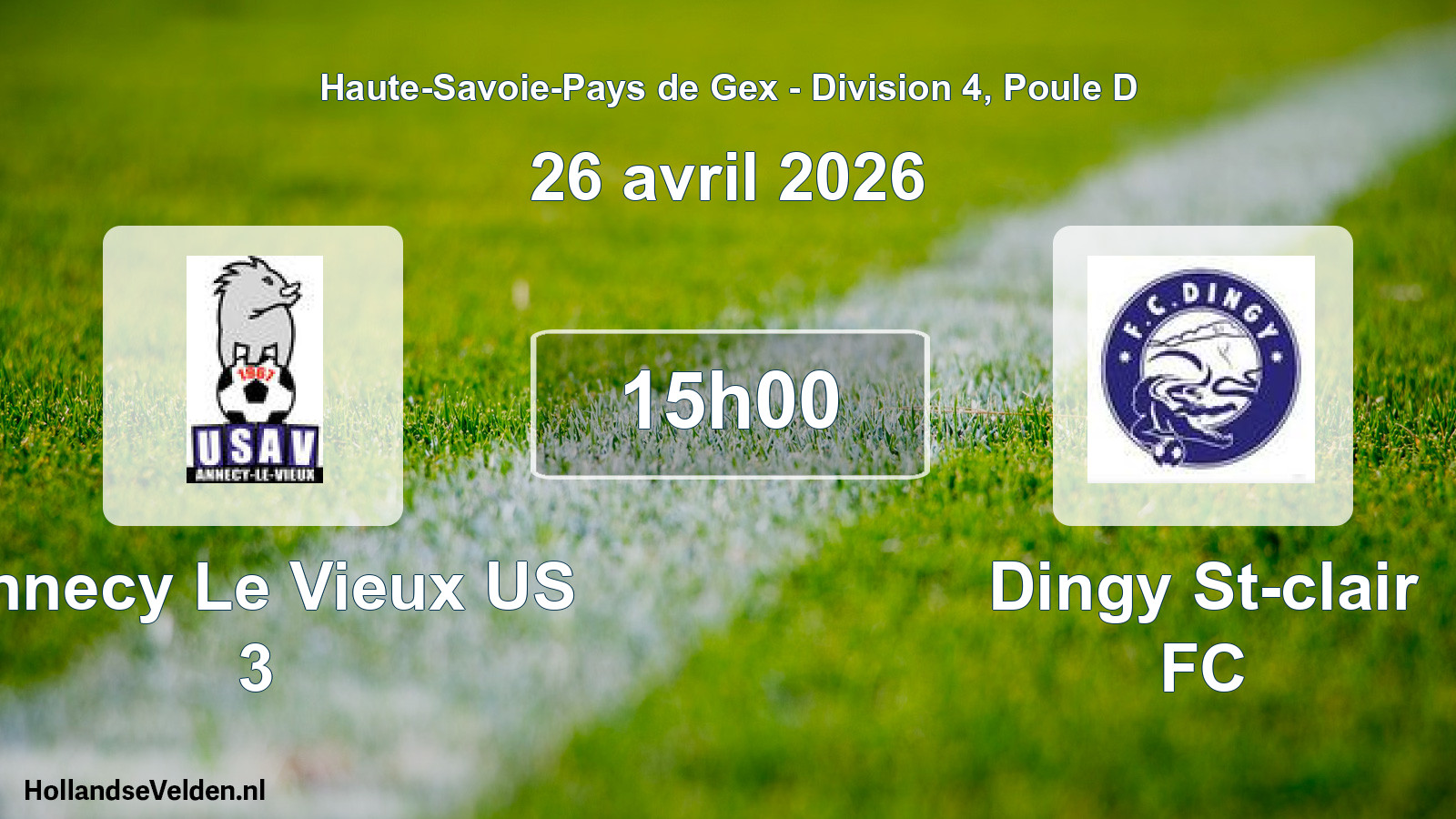 Geplande wedstrijd: Annecy Le Vieux US 3 - Dingy St-clair FC (26 april 2026)