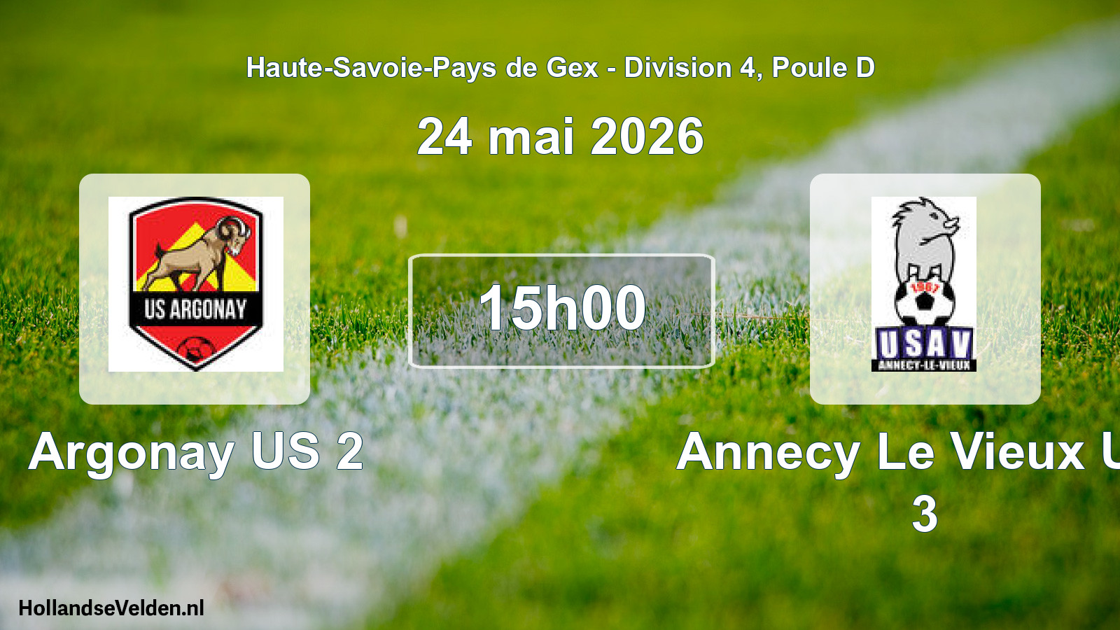 Geplande wedstrijd: Argonay US 2 - Annecy Le Vieux US 3 (24 mei 2026)
