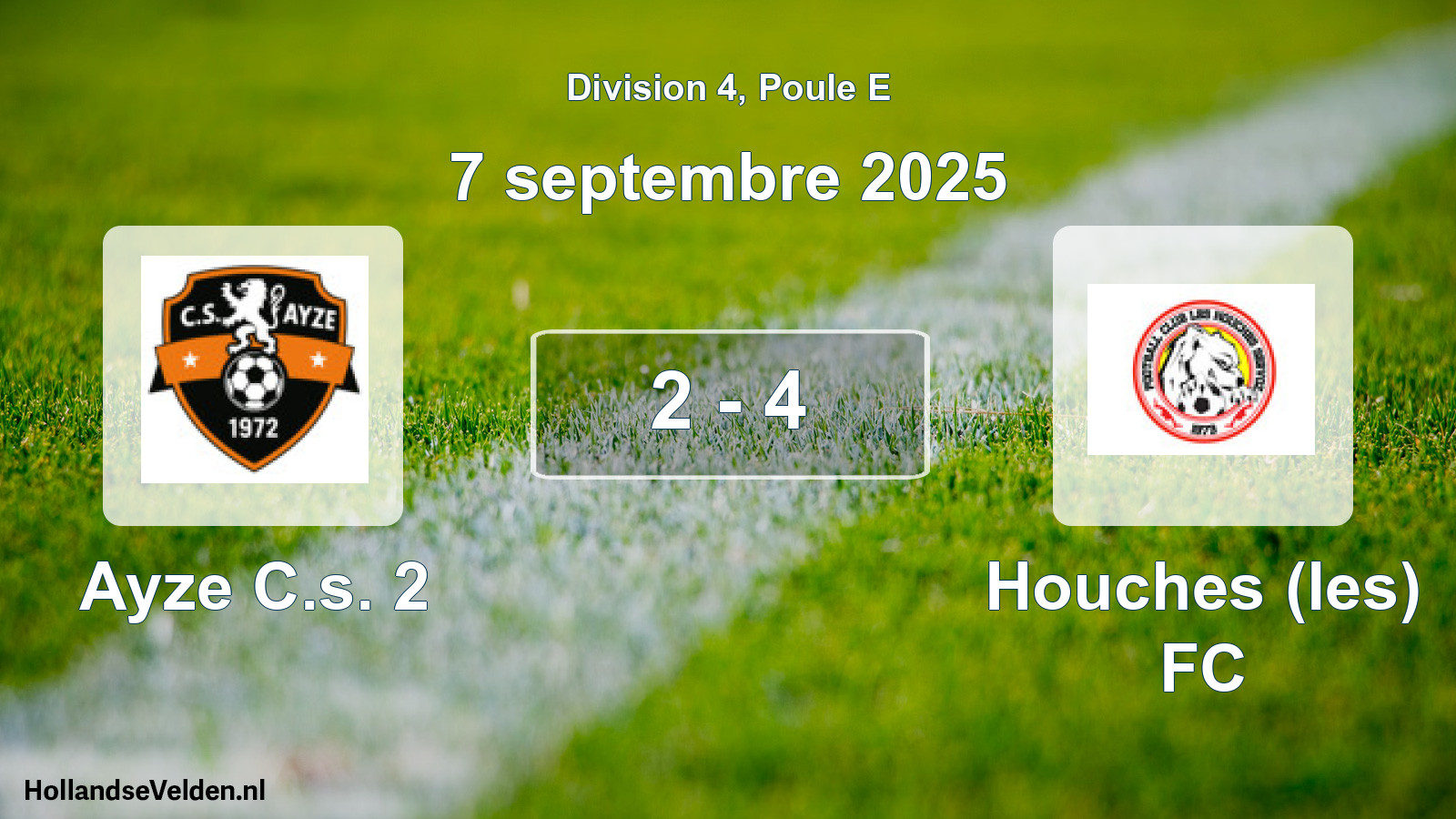 Gespeelde wedstrijd: Ayze C.s. 2 - Houches (les) FC 2 - 4 (7 september 2025)