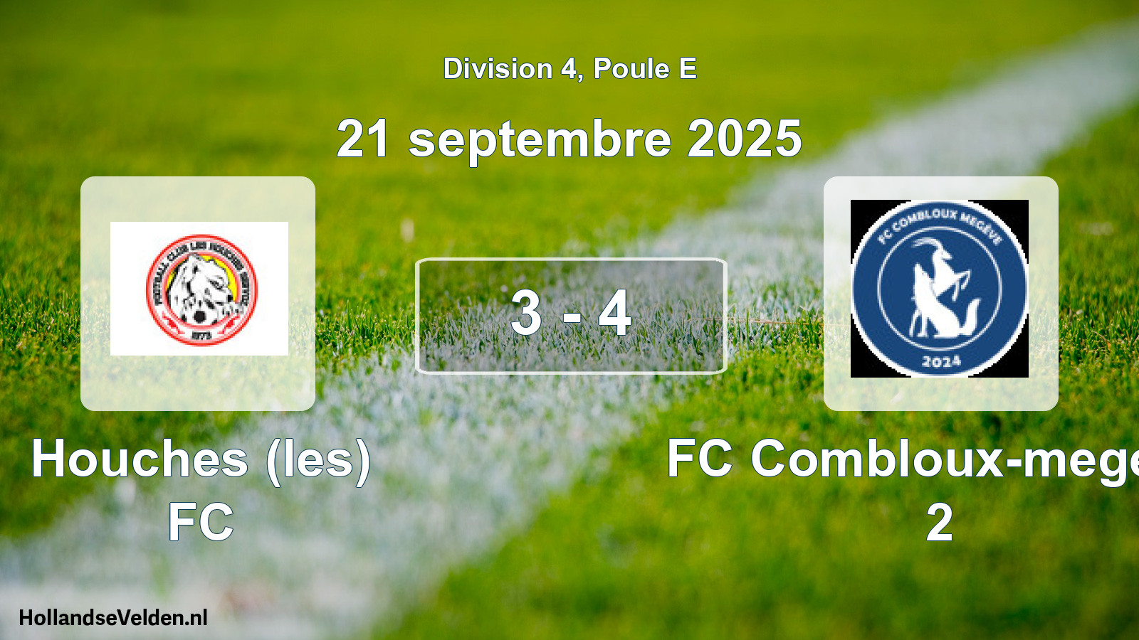 Match joué: Houches (les) FC - FC Combloux-megeve 2 3 - 4 (21 septembre 2025)