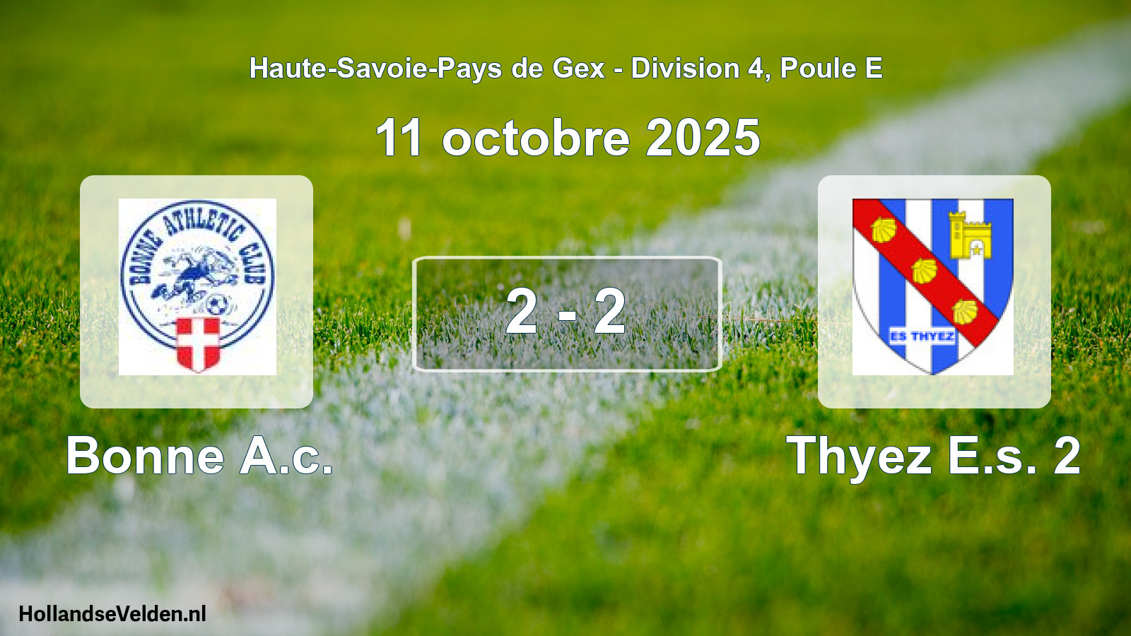 Total number of matches played: Bonne A.c. - Thyez E.s. 2 2 - 2 (11 October 2025)