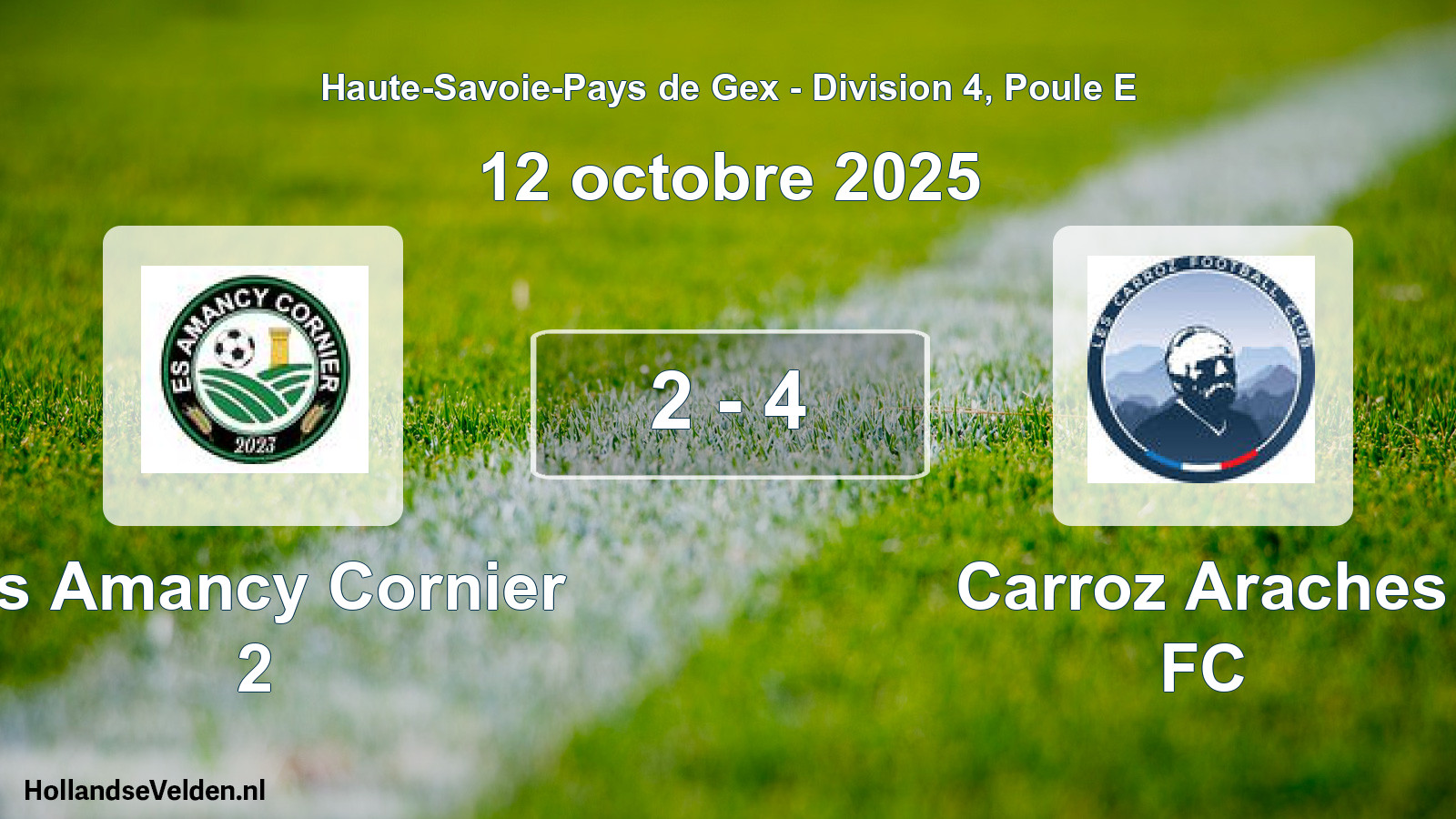 Match joué: Es Amancy Cornier 2 - Carroz Araches FC 2 - 4 (12 octobre 2025)