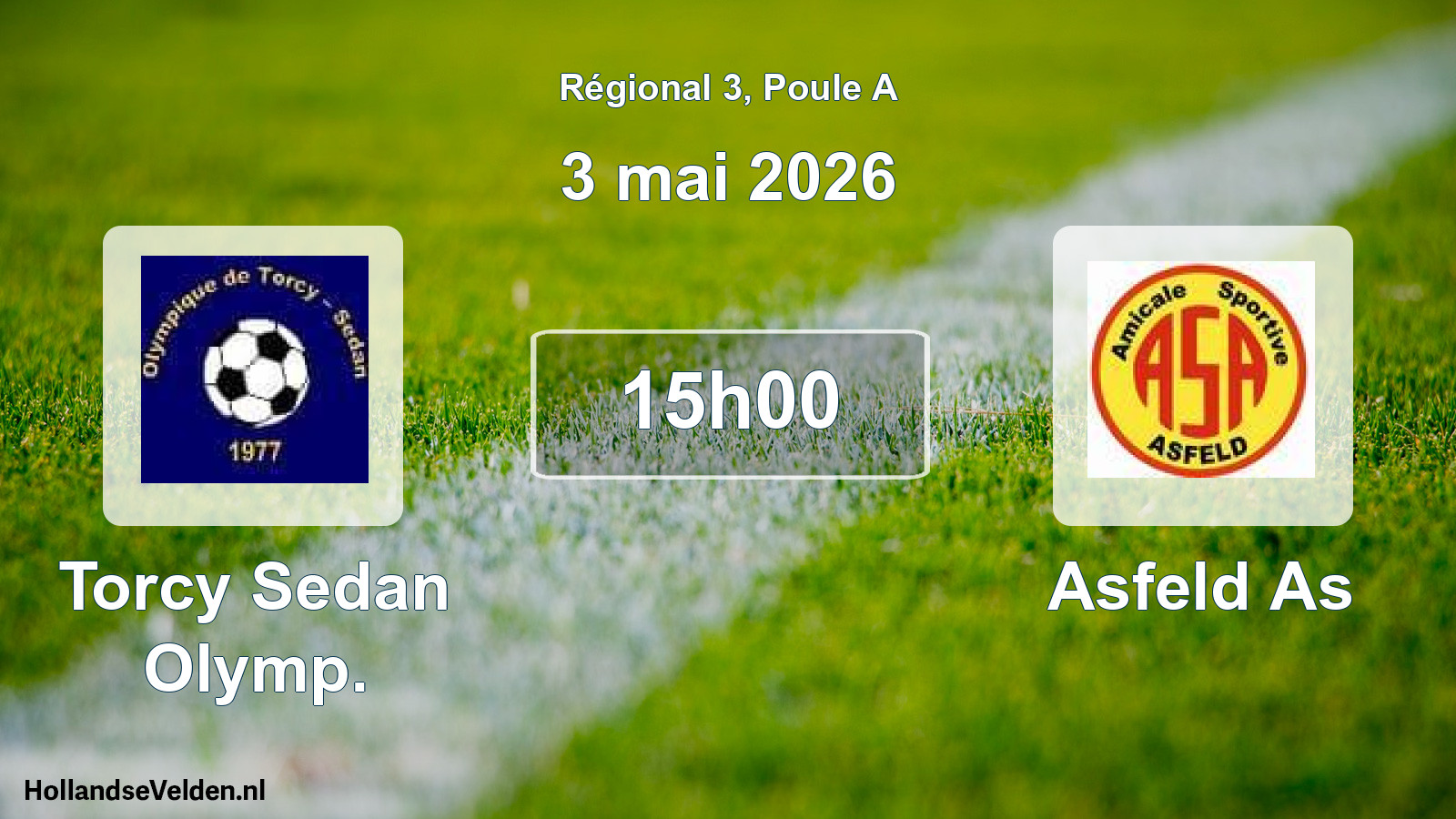 Geplande wedstrijd: Torcy Sedan Olymp. - Asfeld As (3 mai 2026)
