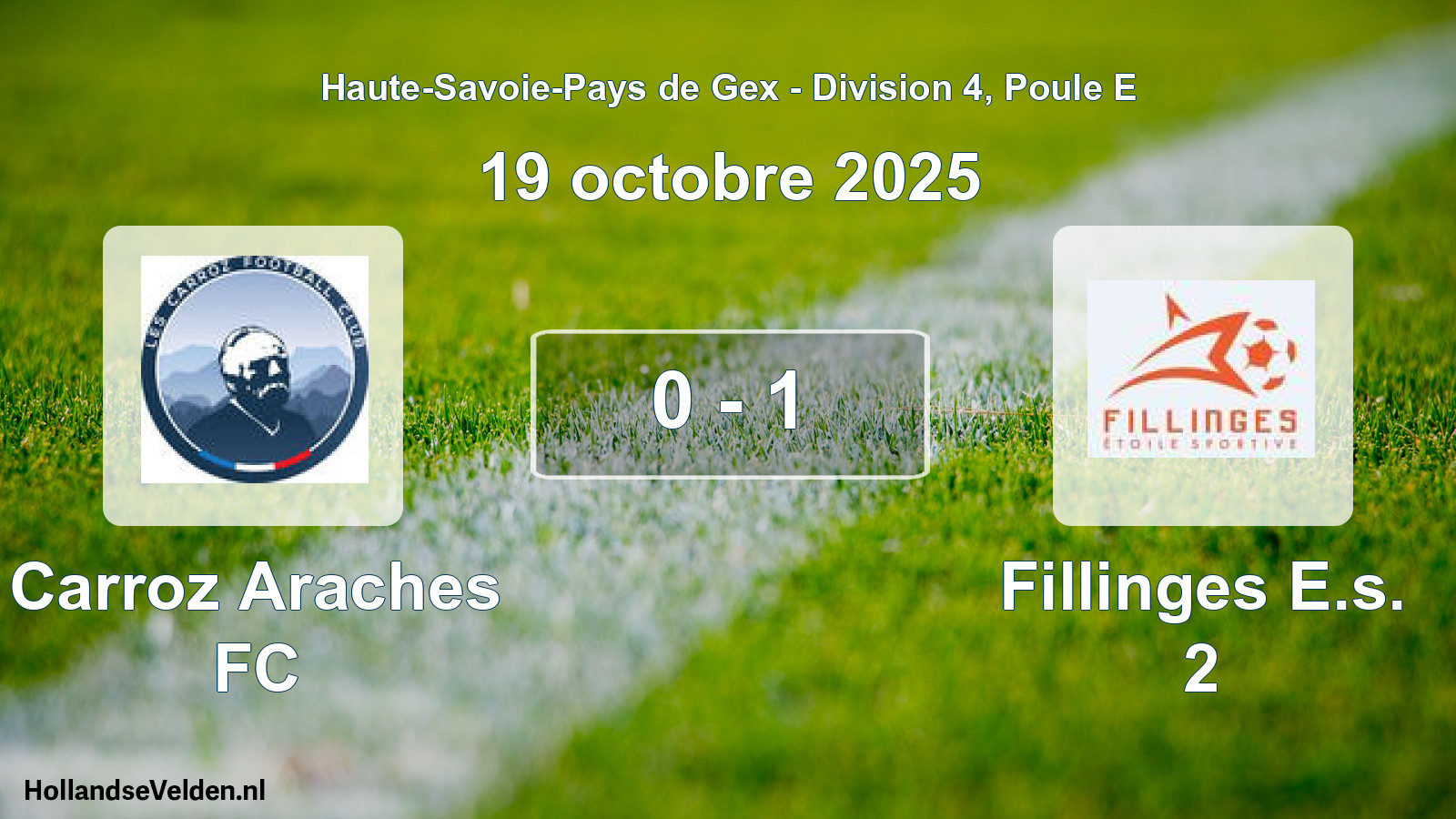 Match joué: Carroz Araches FC - Fillinges E.s. 2 0 - 1 (19 octobre 2025)