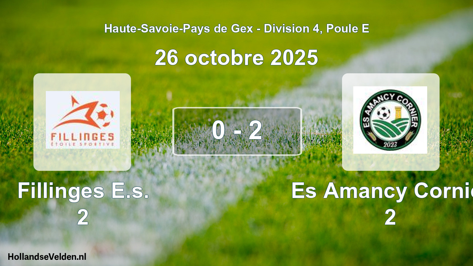 Match joué: Fillinges E.s. 2 - Es Amancy Cornier 2 0 - 2 (26 octobre 2025)